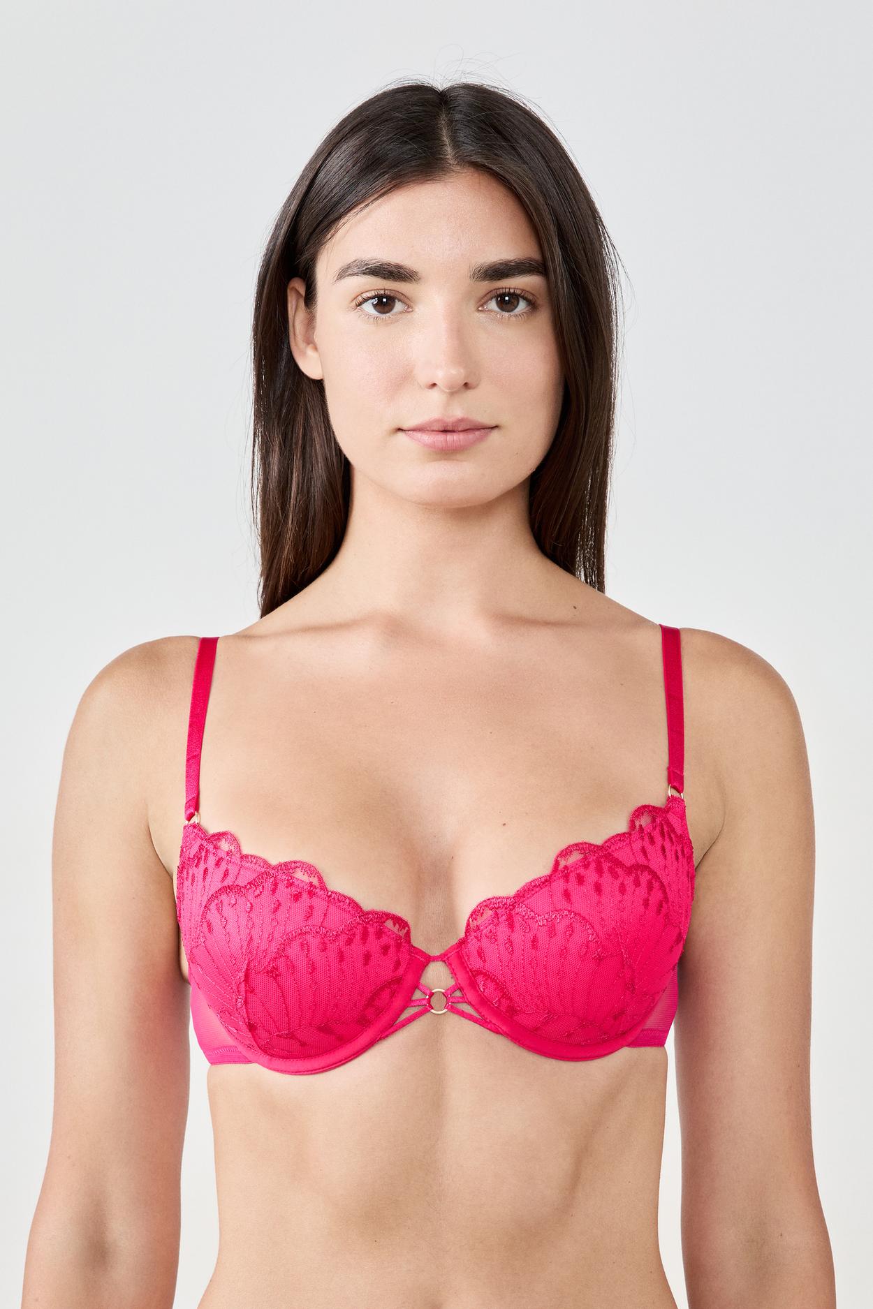 Biustonosz N.4 - Lekkie wypełnienie z haftem kwiatowym