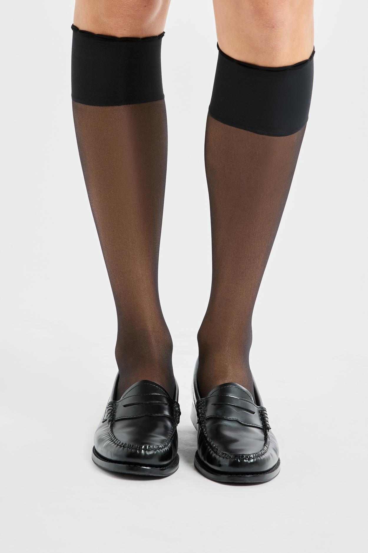 2 pary pudrowych podkolanówek 15D