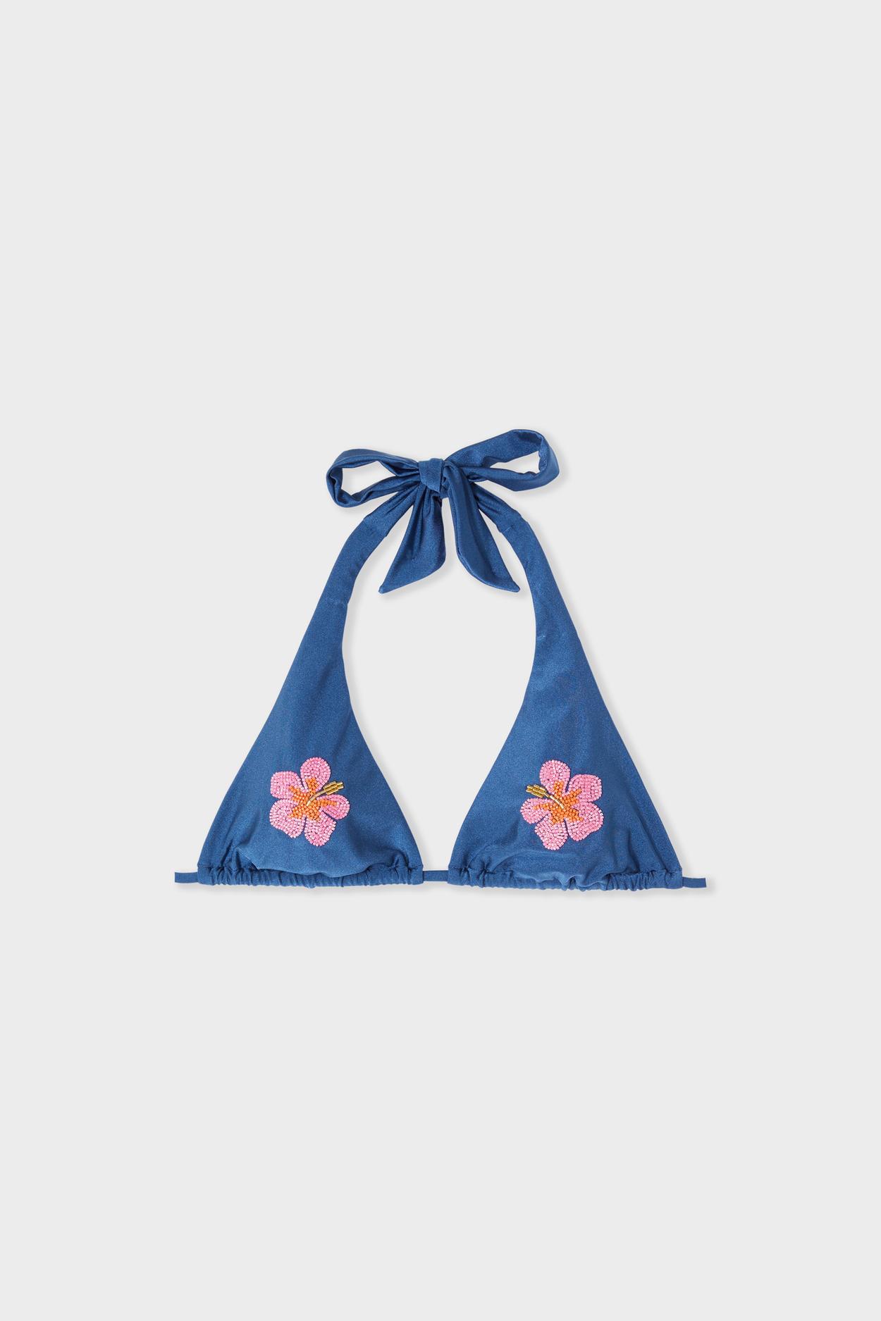 Góra od bikini wiązana z motywami kwiatowymi