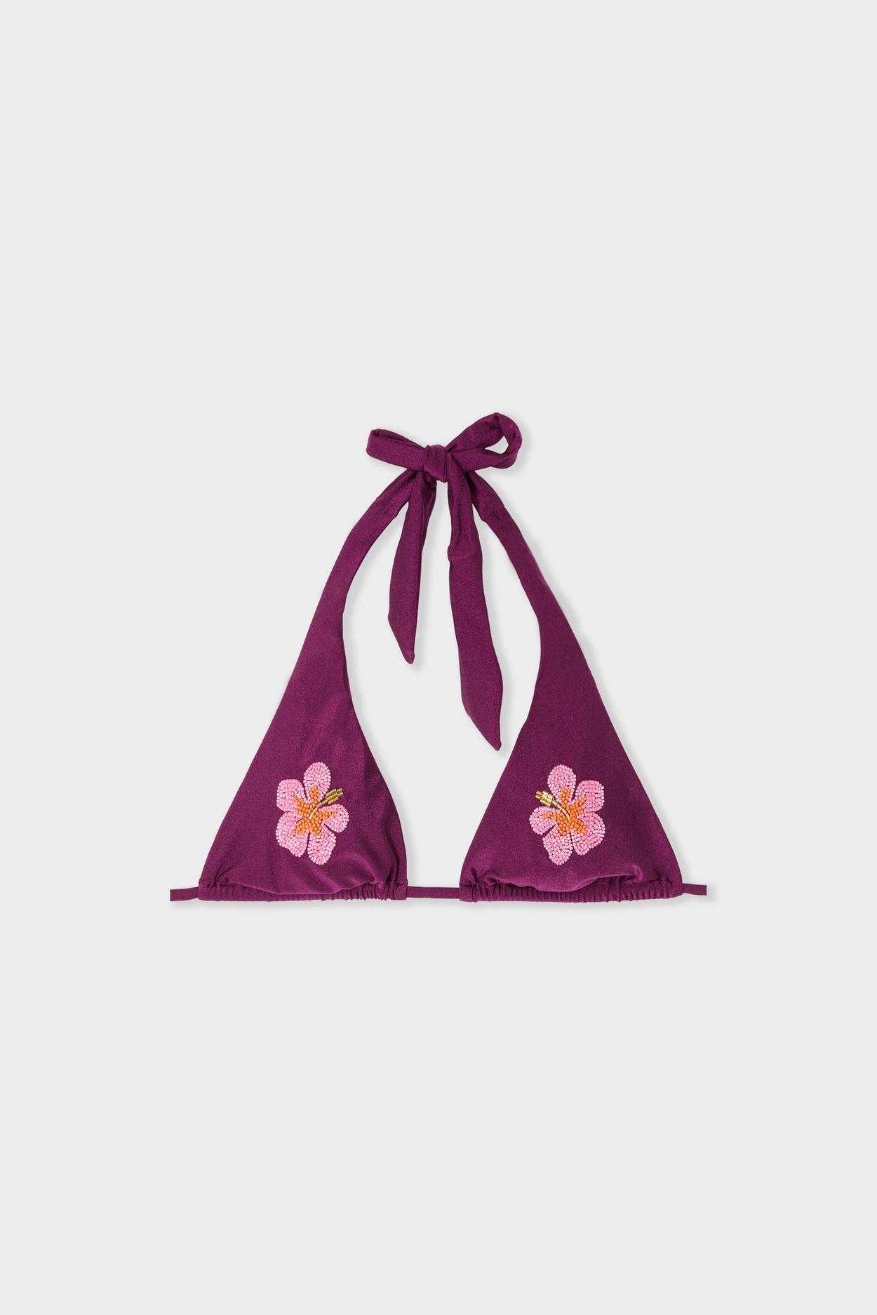 Góra od bikini wiązana z motywami kwiatowymi