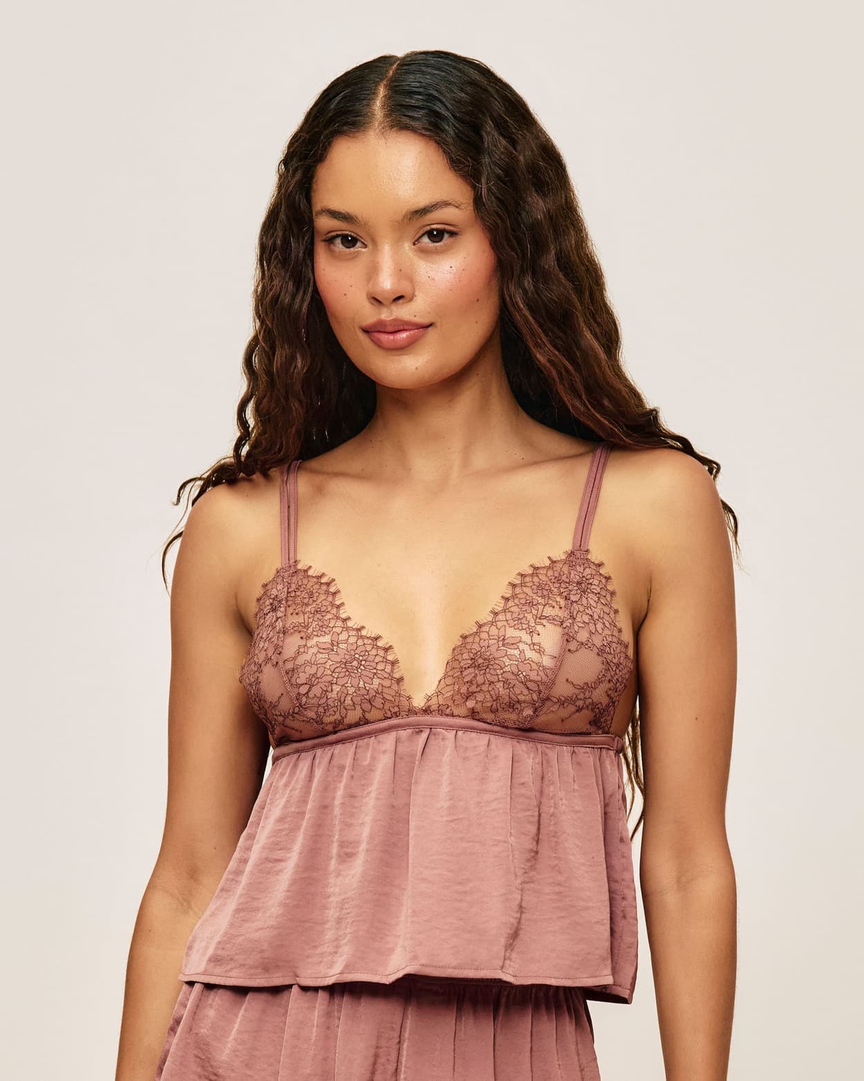 Satin en kant top - S - Undiz