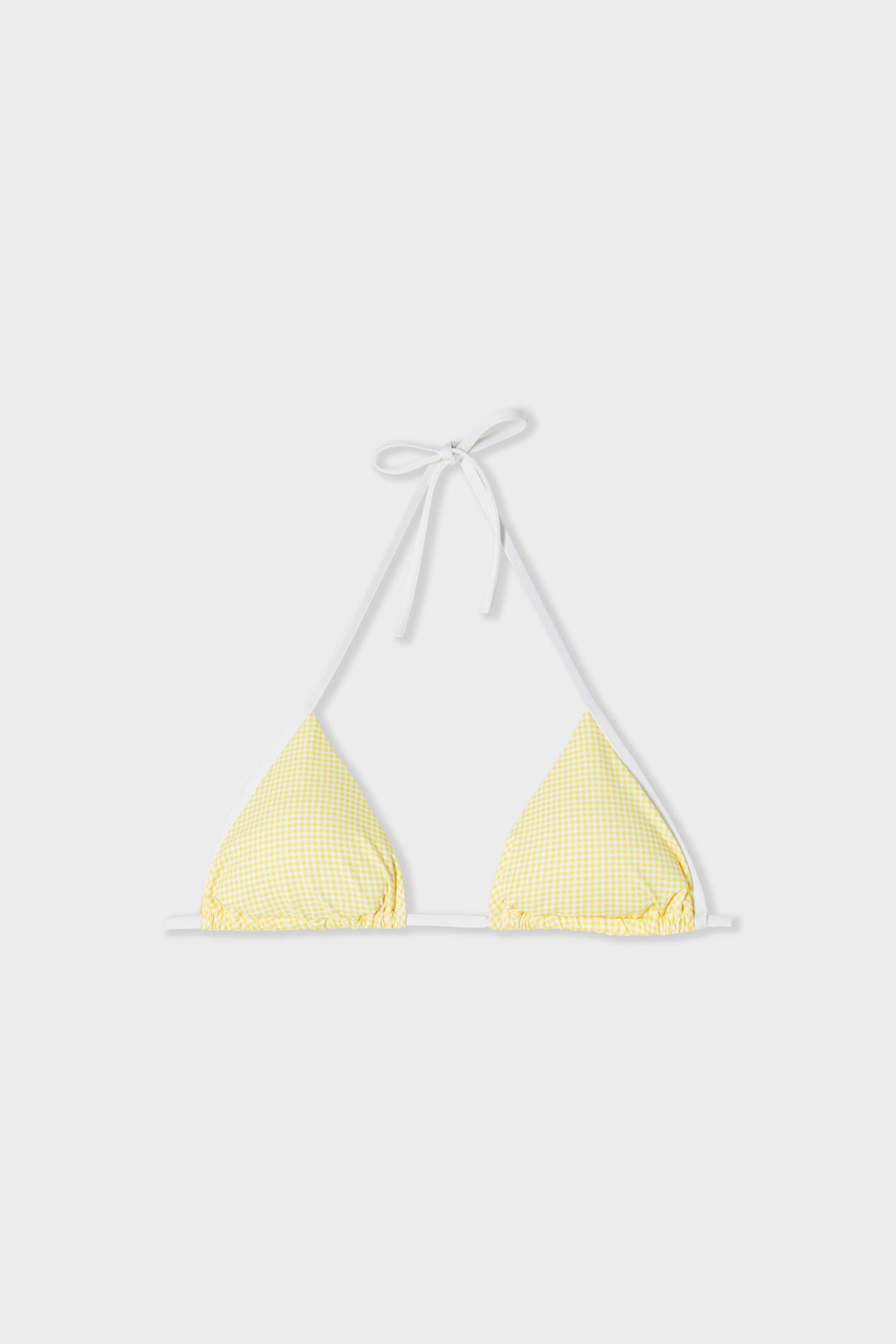 Góra od bikini trójkątna do wiązania z wzorami