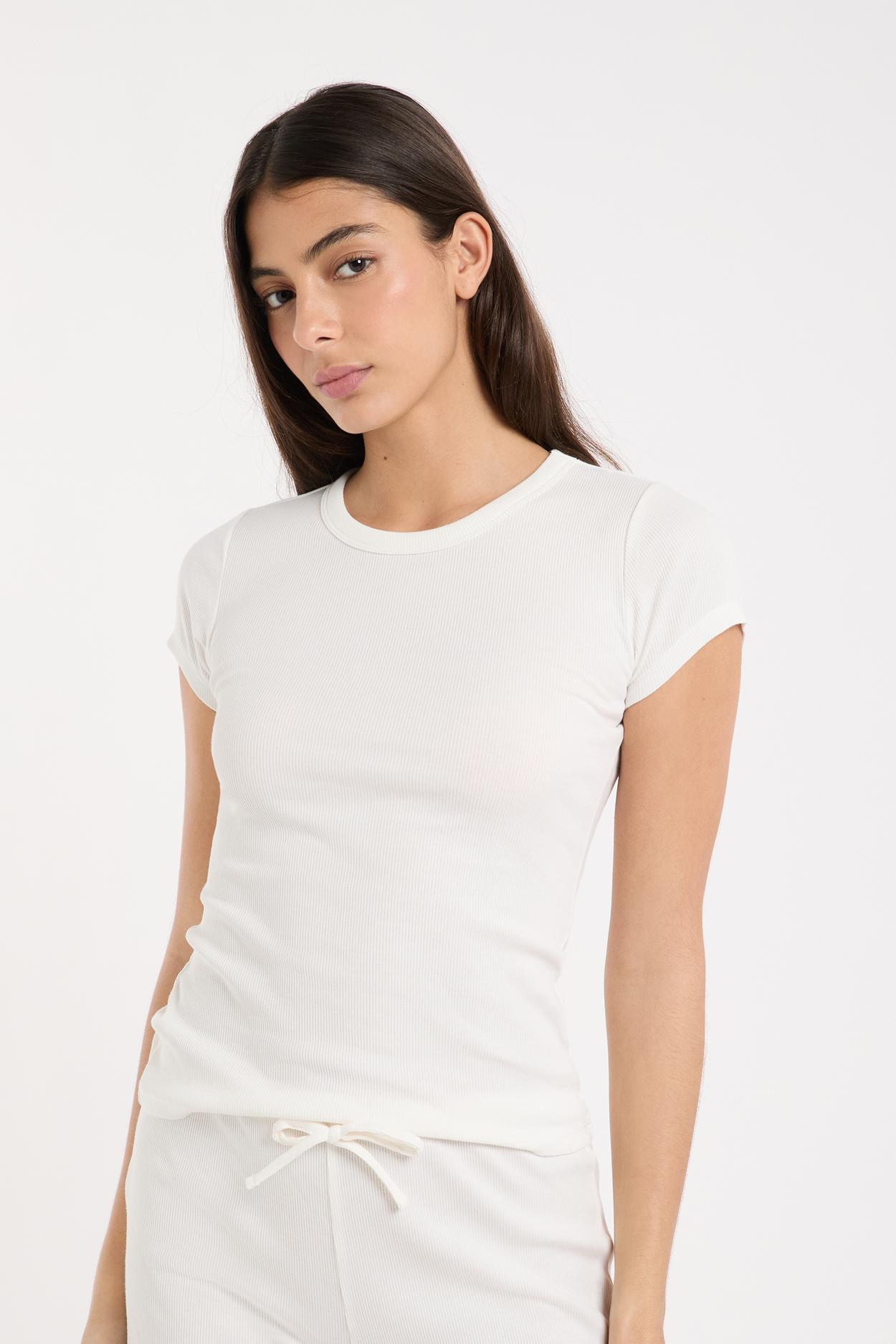 Koszulka piżamowa z okrągłym dekoltem z bawełną