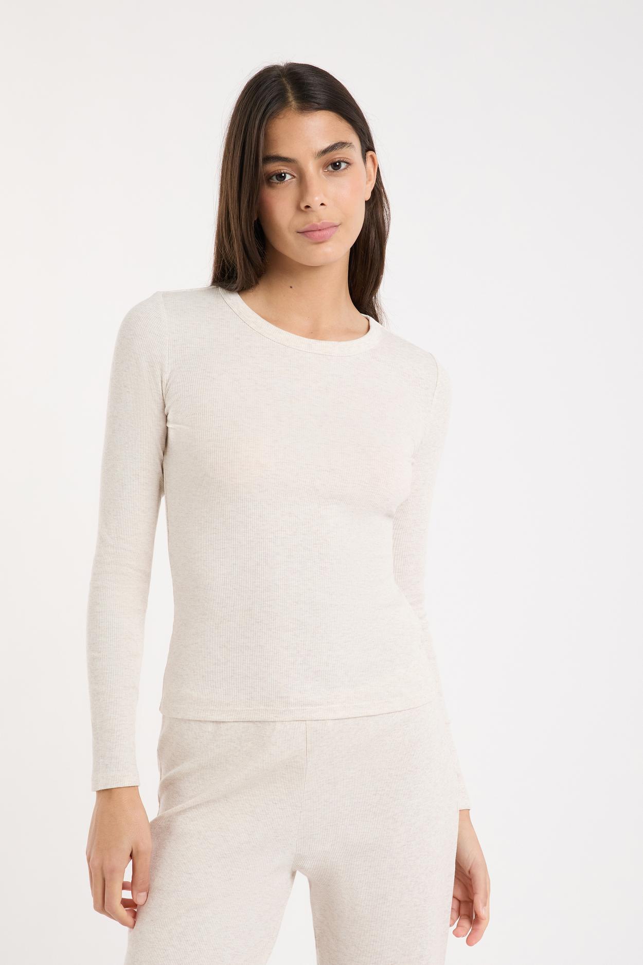 Koszulka piżamowa z okrągłym dekoltem z bawełny