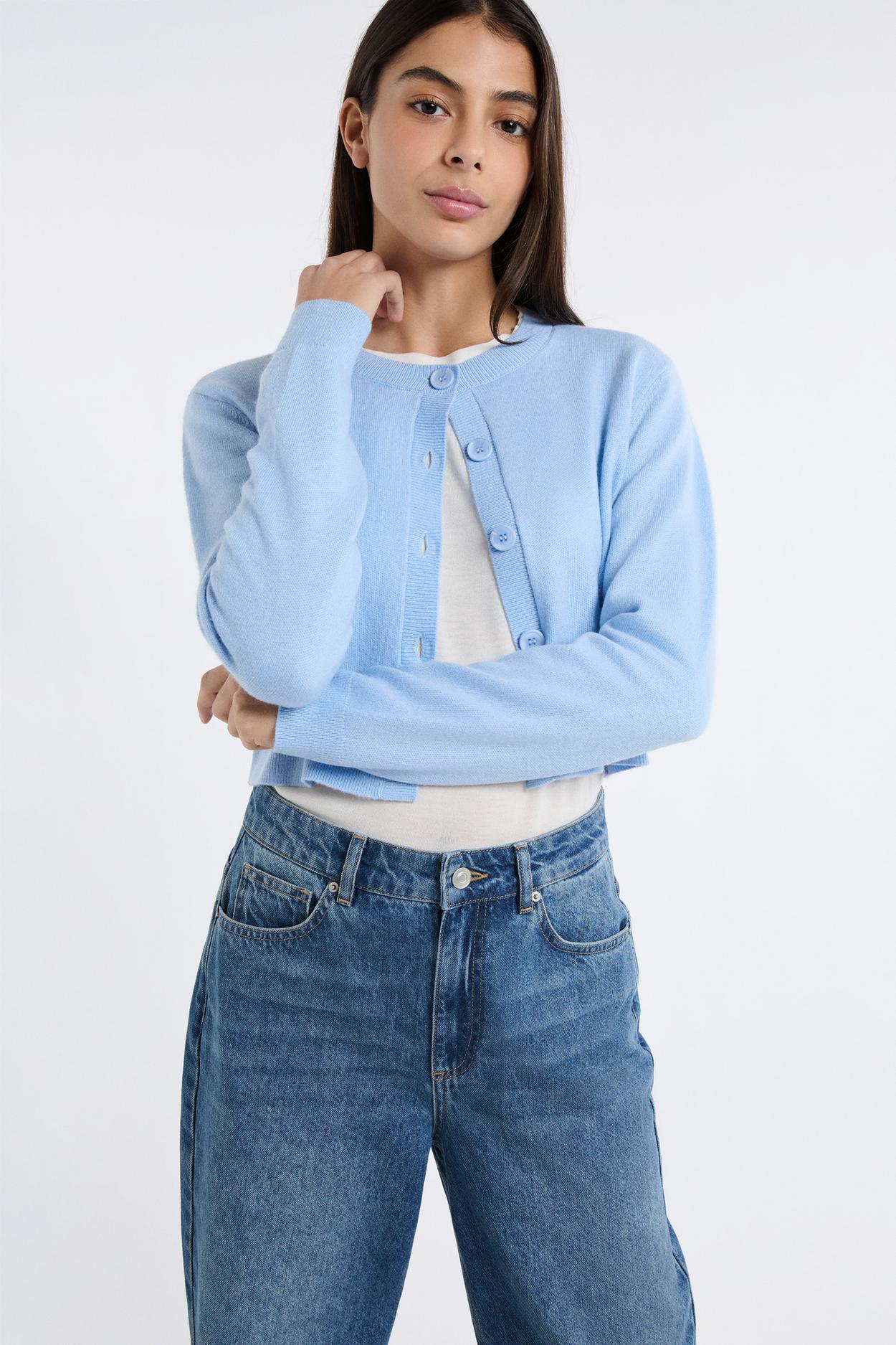Gilet cropped avec laine - Pierre Gilet M - XL - Bleu - Femme - Etam