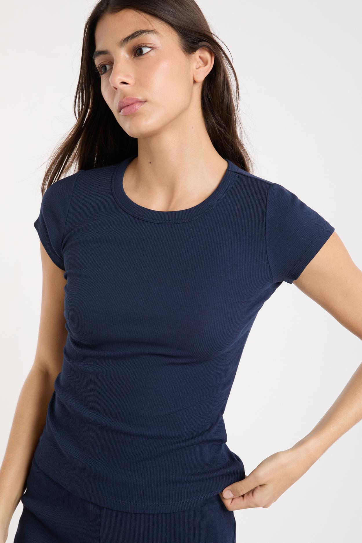 Koszulka piżamowa z okrągłym dekoltem z bawełny