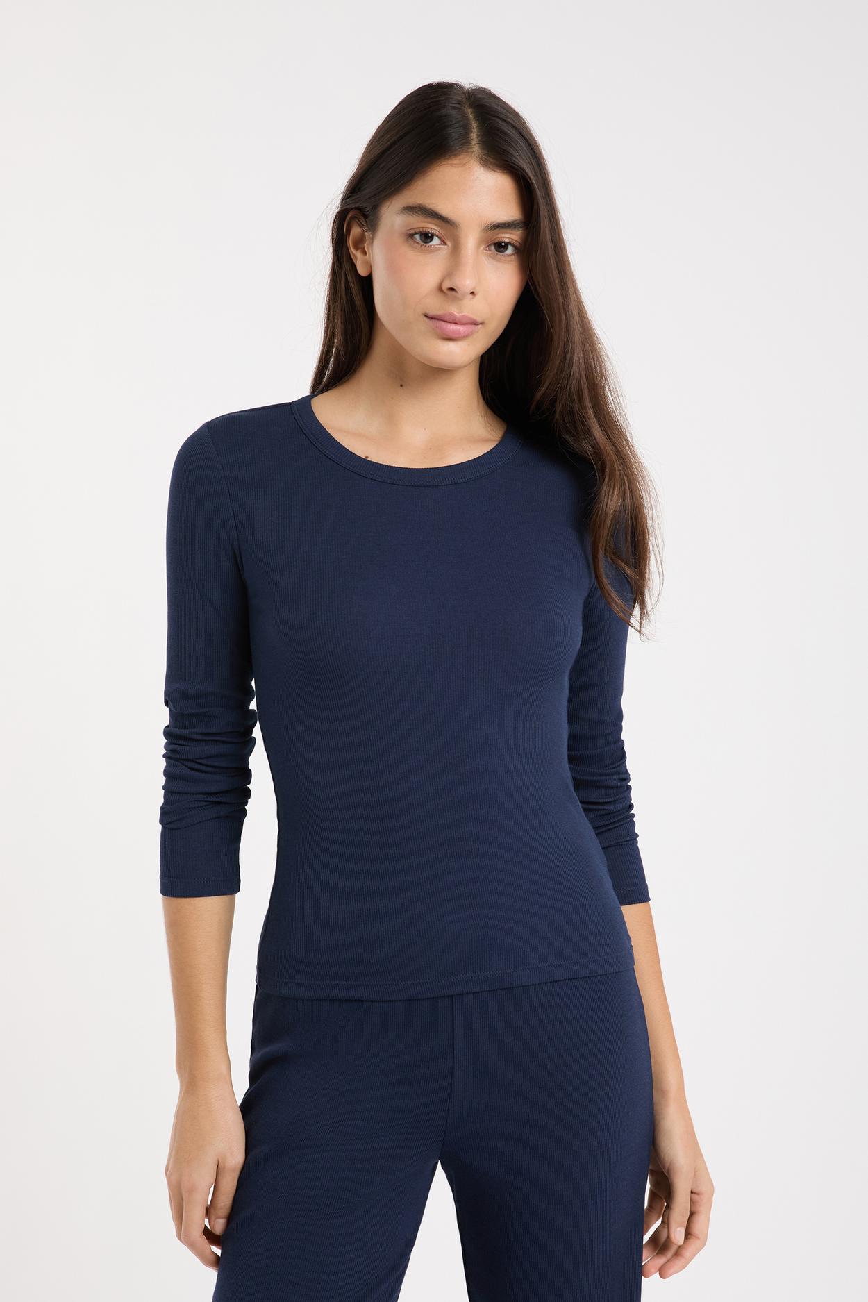 Koszulka piżamowa z okrągłym dekoltem z bawełną