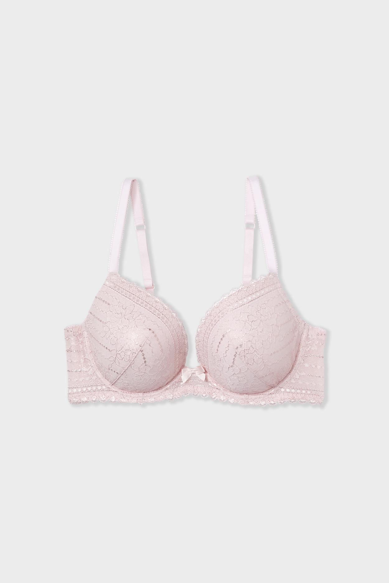 Biustonosz nr 2 - Push-up z głębokim dekoltem z opalizującej koronki