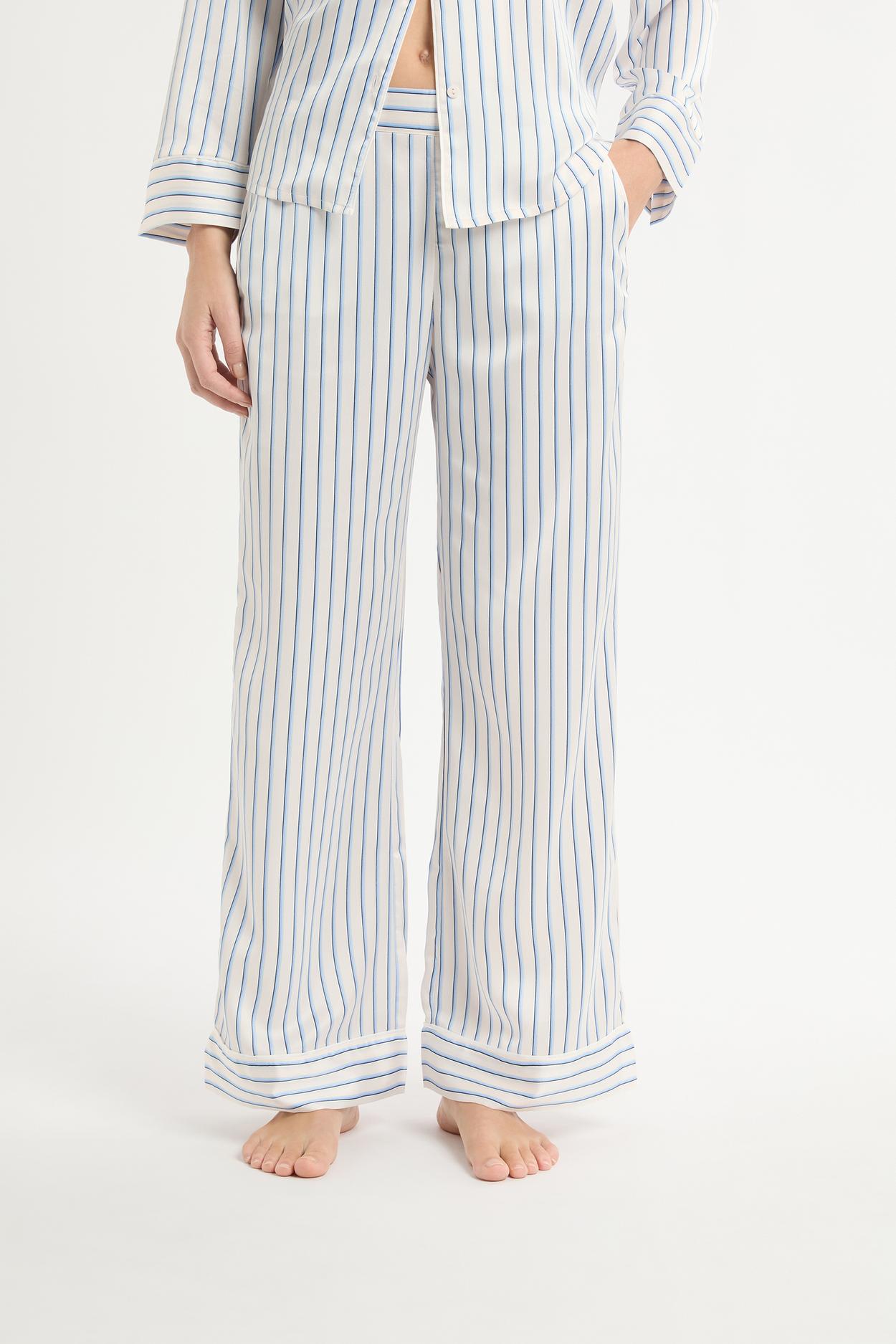 Spodnie piżamowe w paski z satyny