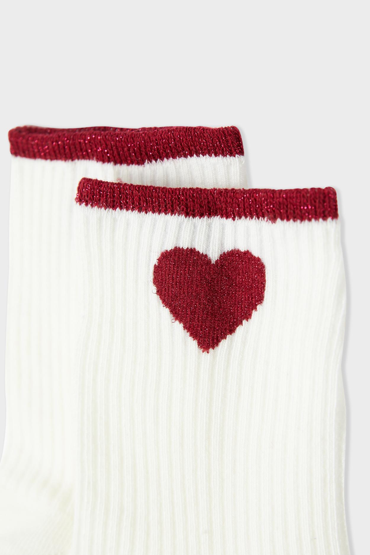 Skarpetki żebrowane z bawełny w serduszka