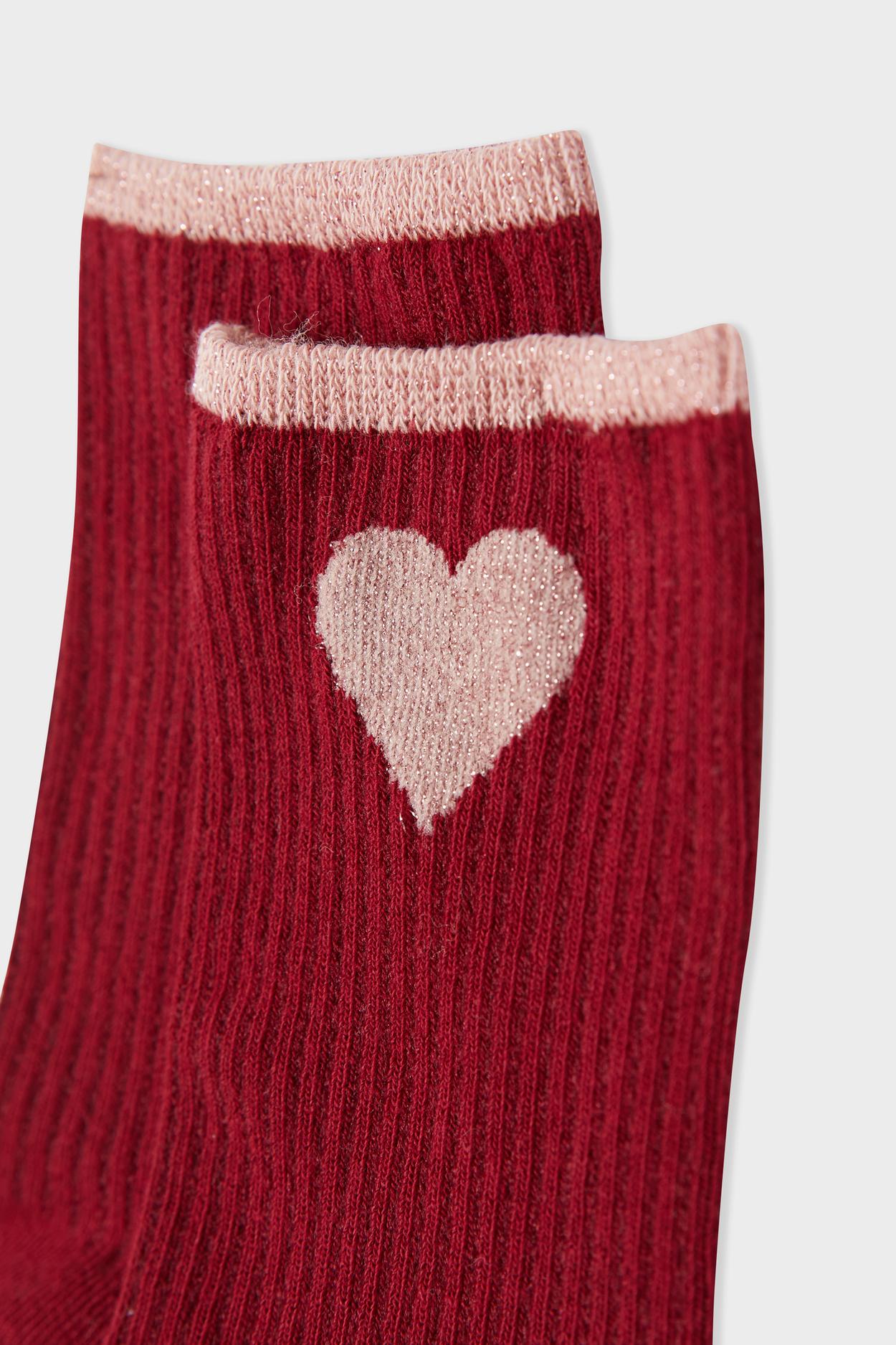 Skarpetki żebrowane z bawełny w serduszka