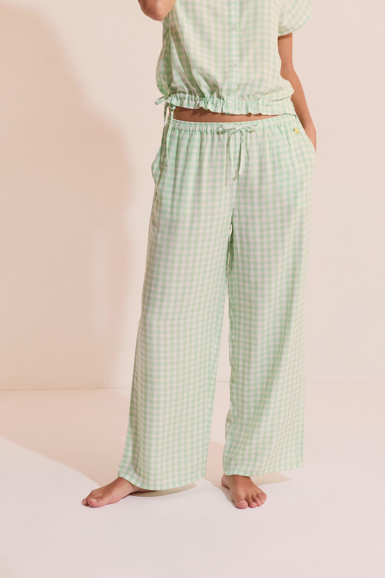 Spodnie w kratkę z motywem cytryny