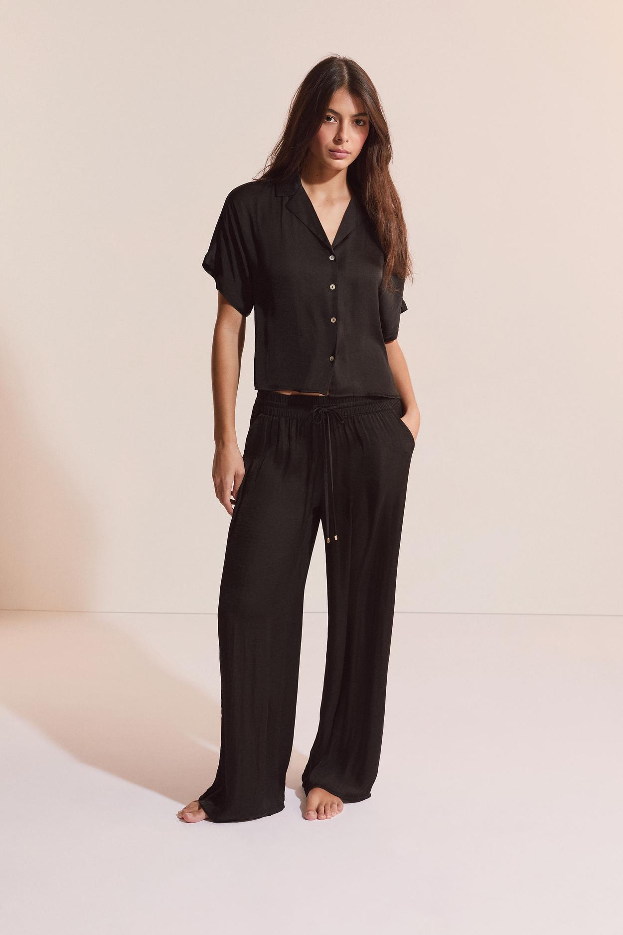 Koszula z krótkim rękawem satynowa