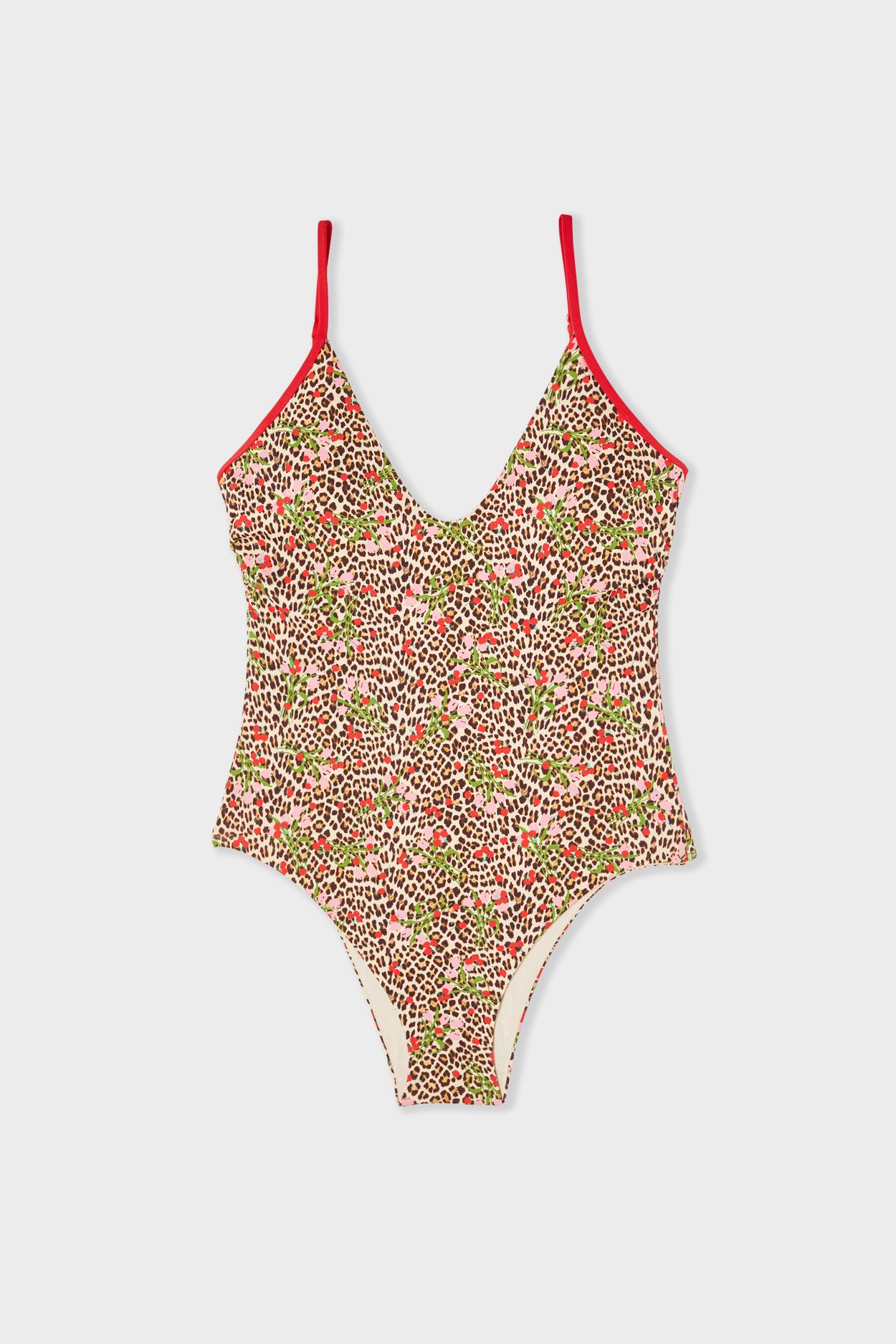 Góra od stroju kąpielowego jednoczęściowego w panterkę