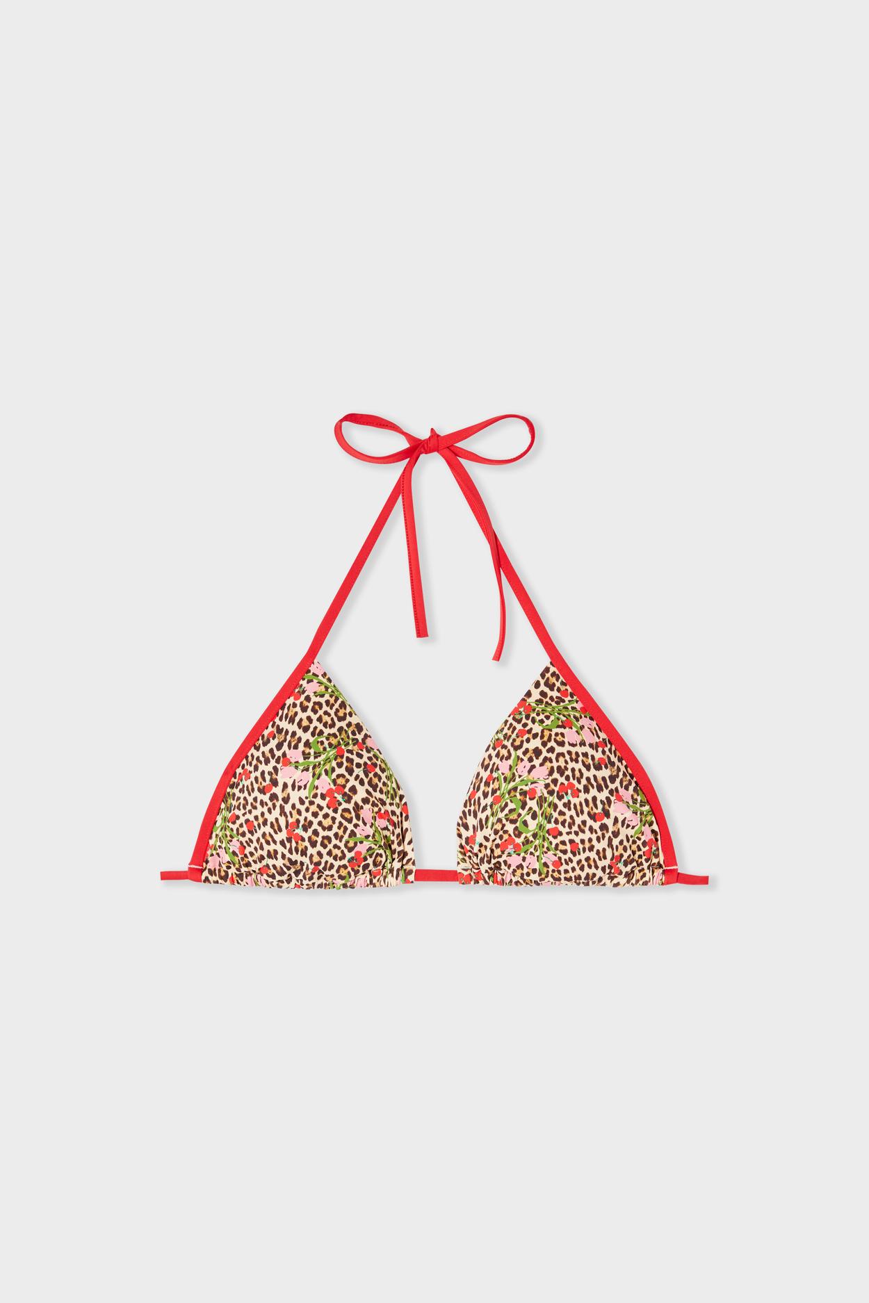 Trójkątny kostium kąpielowy z wieloma pozycjami w panterkę