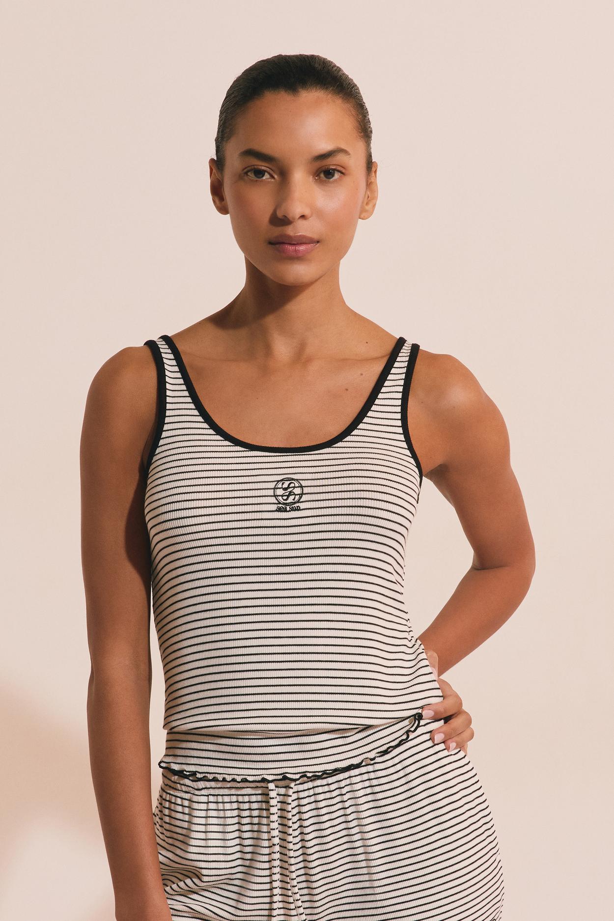 Koszulka na ramiączkach od piżamy w paski