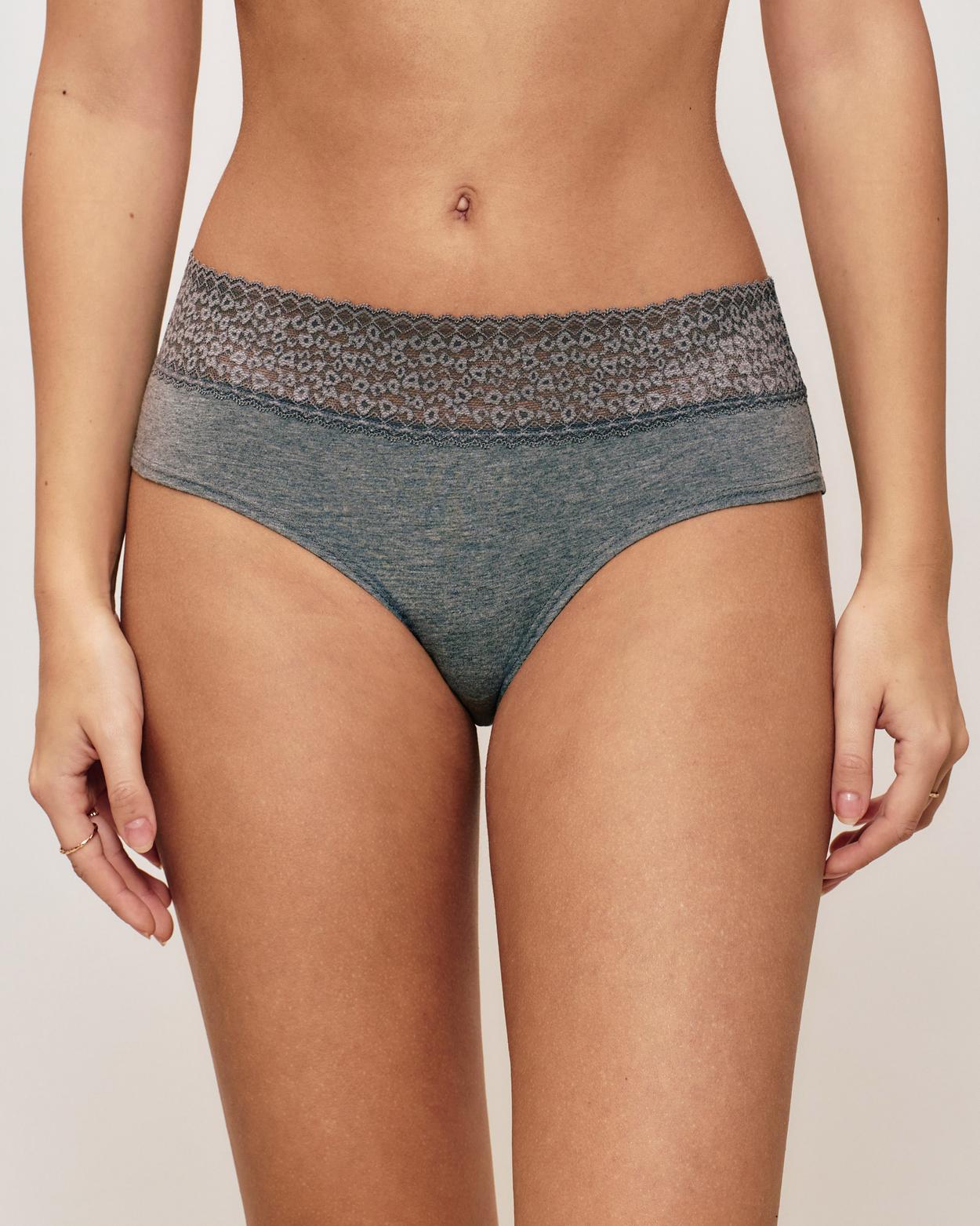 Shorty uni avec dentelle - Gris - XS - Undiz