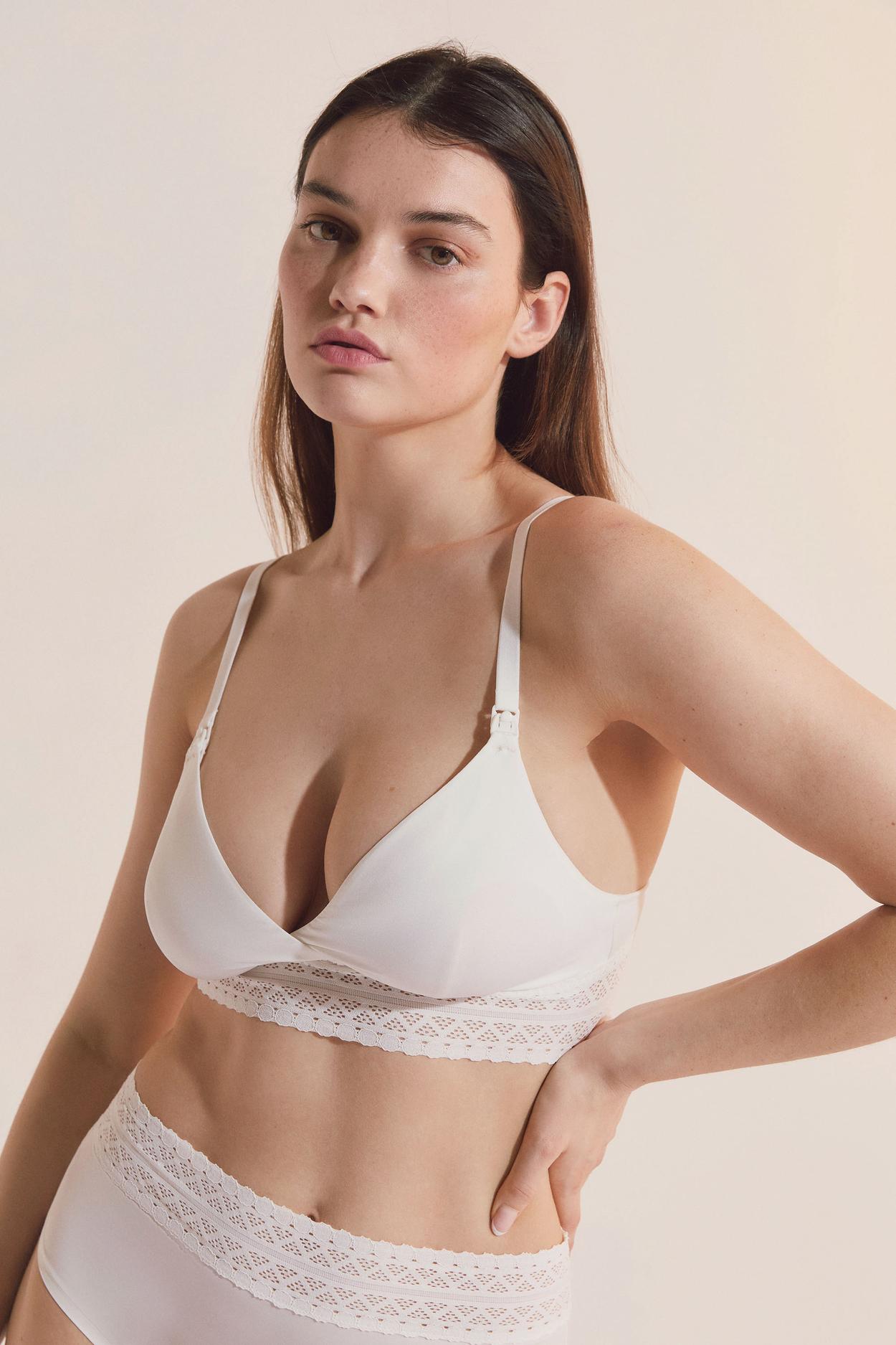 Biustonosz nr 8 - Trójkątny bez fiszbinów ciążowy, z klipsami do karmienia