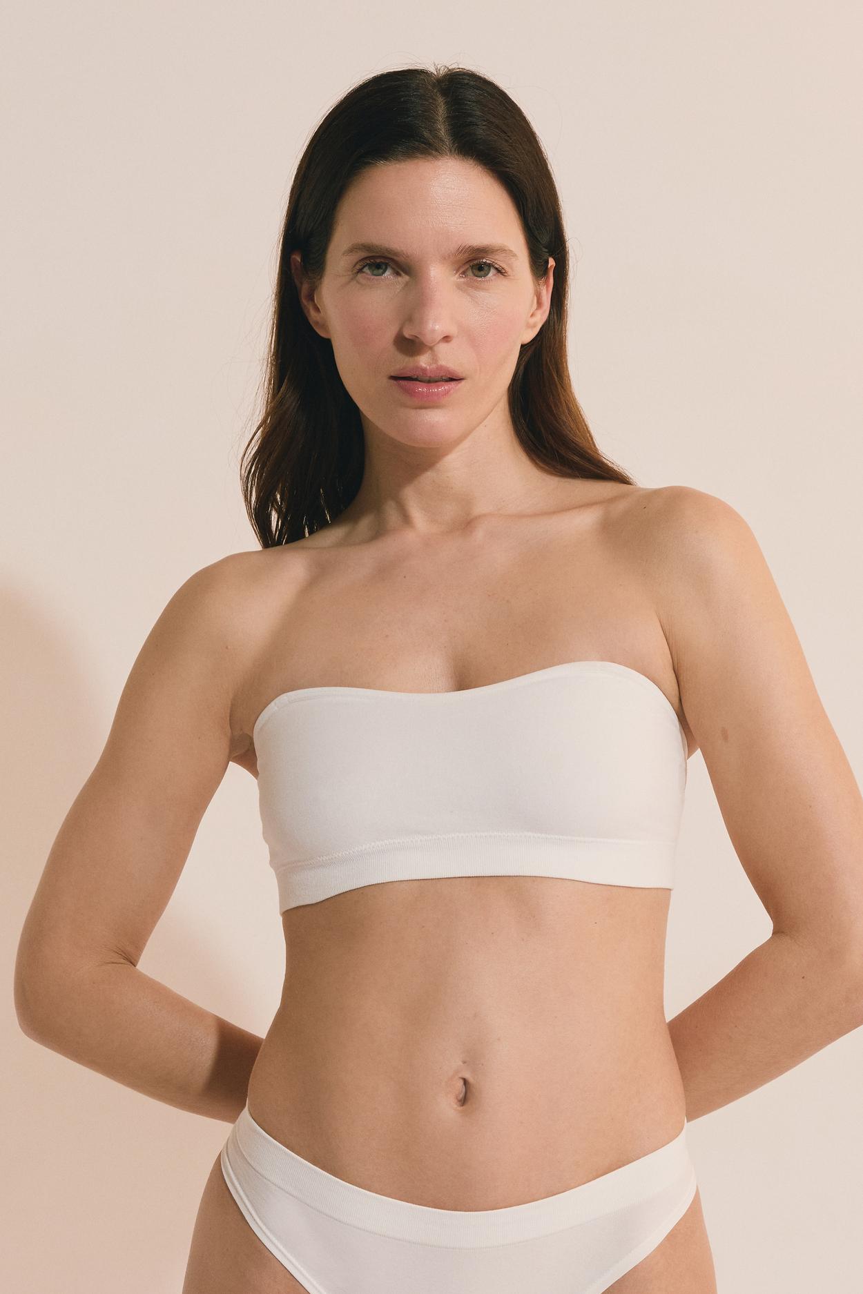 Biustonosz bandeau z odpinanymi ramiączkami z bawełny