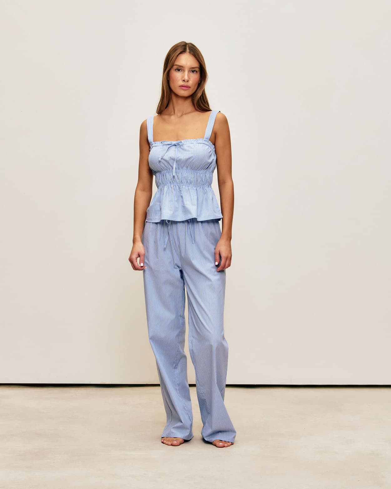 Pantalones de popelín de algodón a rayas - S - Undiz