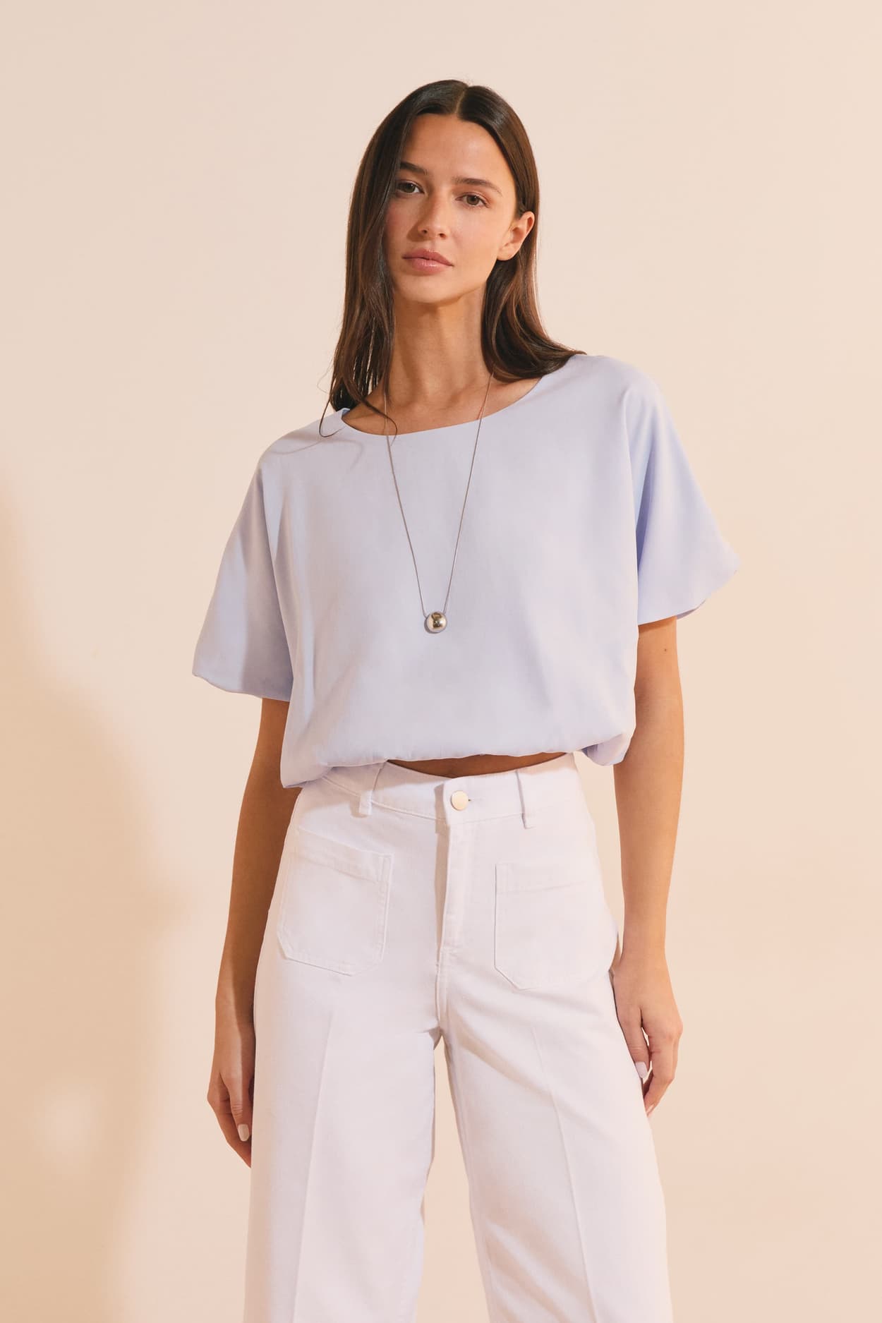Top court effet boule - Pammy - L - Bleu - Femme - Etam