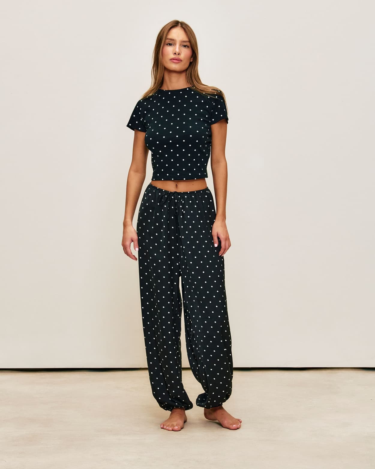 Pantalones globo de satén con lunares - S - Undiz