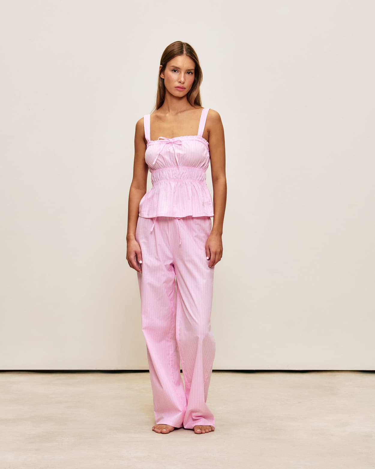 Pantalones de popelina de algodón a rayas - M+ - Undiz