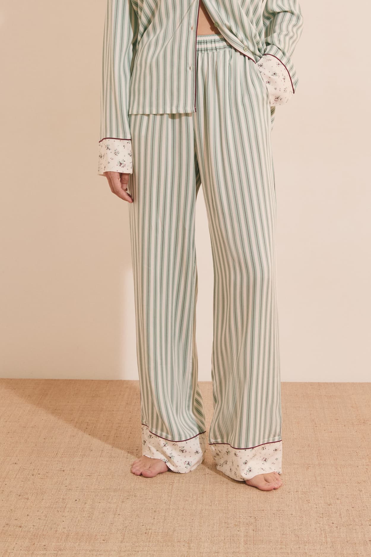 Pantalon de pyjama à rayures - Ceona - XL - Vert - Femme - Etam
