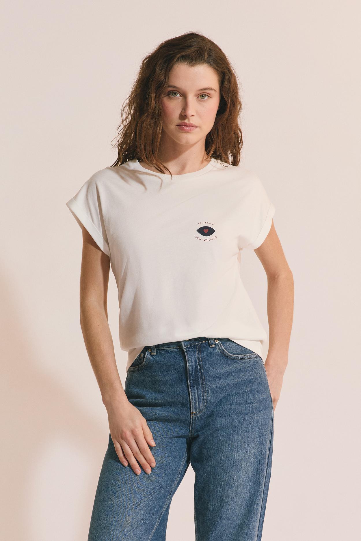 T-shirt manches courtes avec coton - Les Veilleuses - XL - Blanc - Femme - Etam