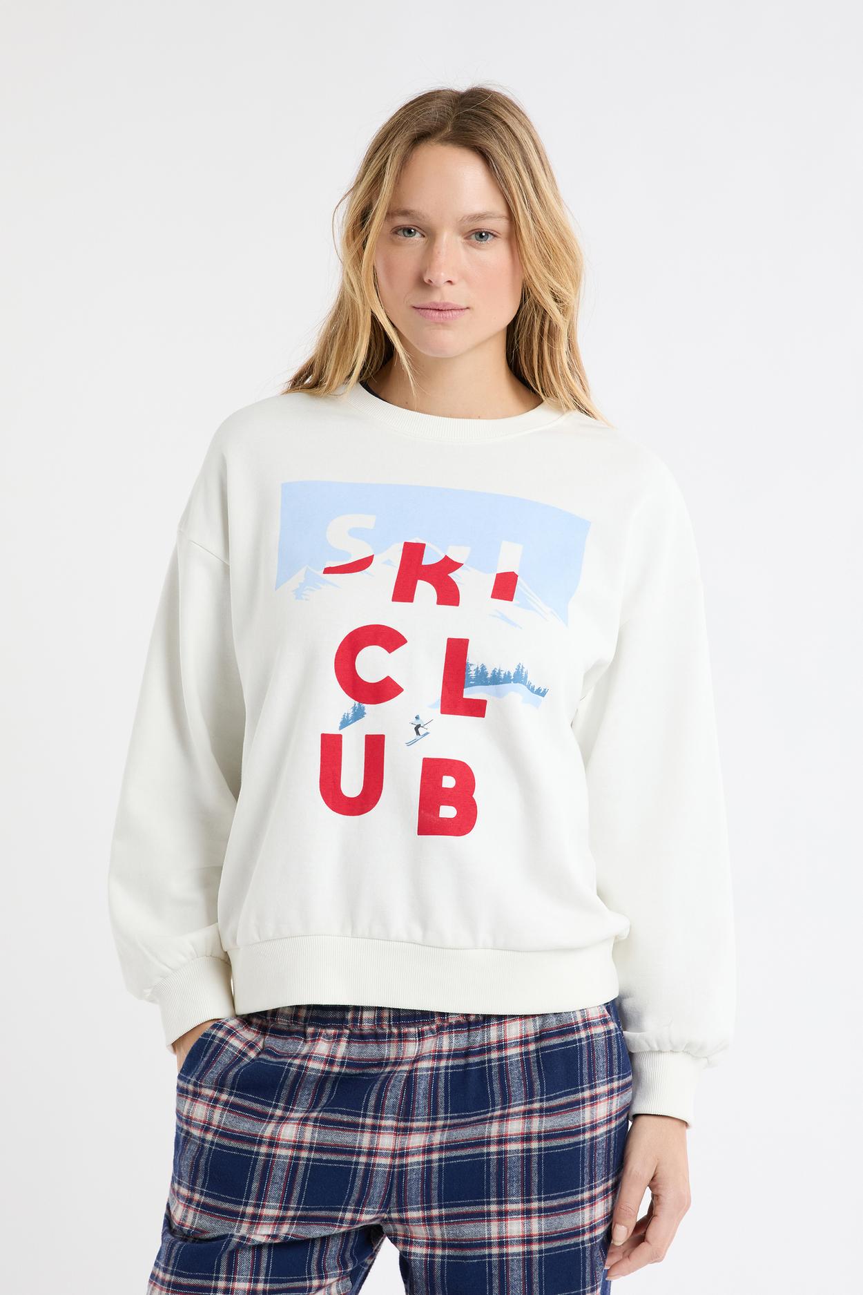 Bluza bawełniana z motywem narciarzy