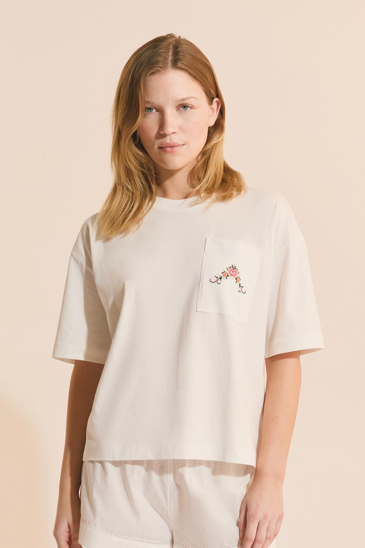 Bawełniana koszulka piżamowa z nadrukiem