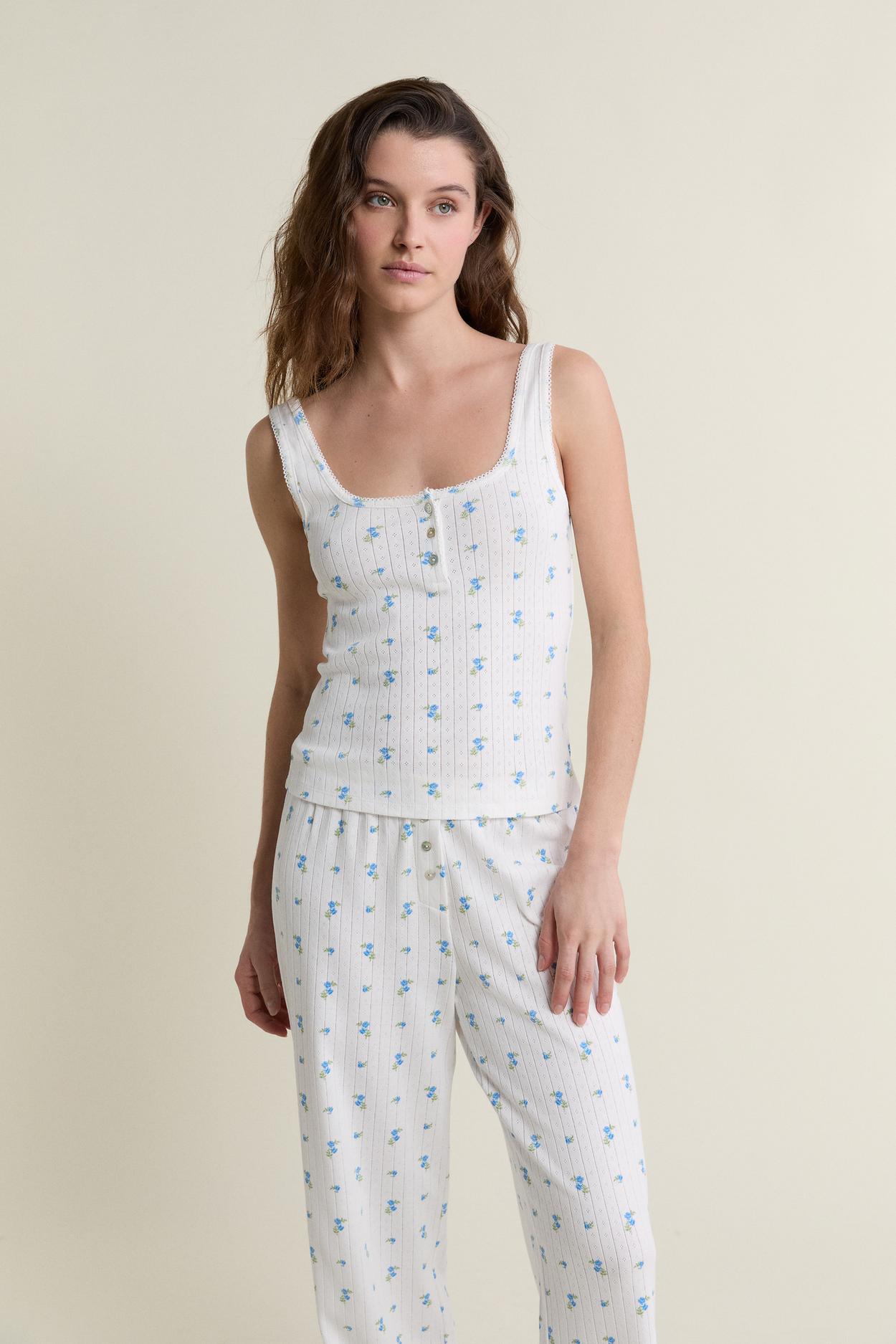 Koszulka na ramiączkach piżamowa z bawełny