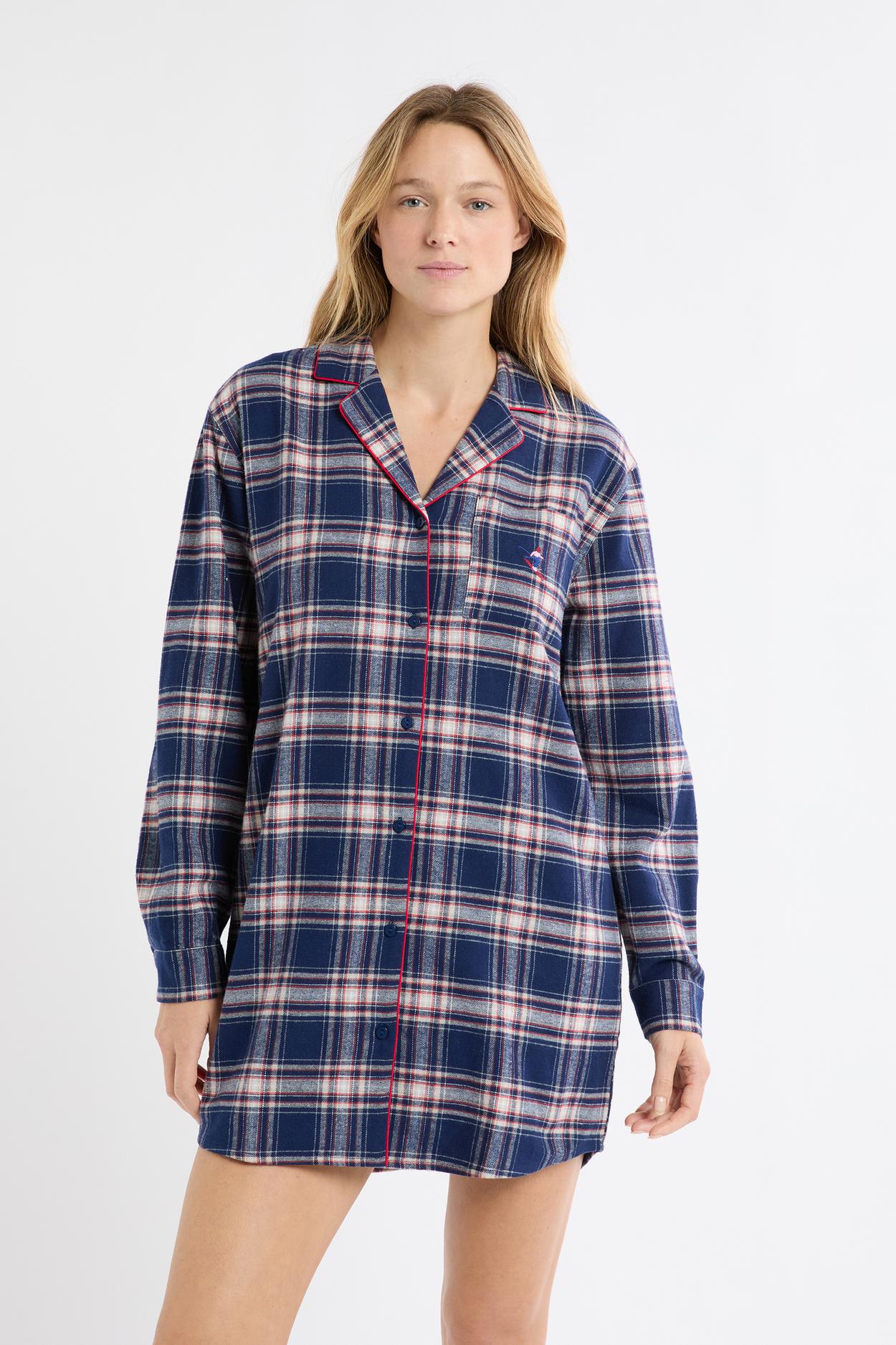 Koszula nocna w kratę z bawełny