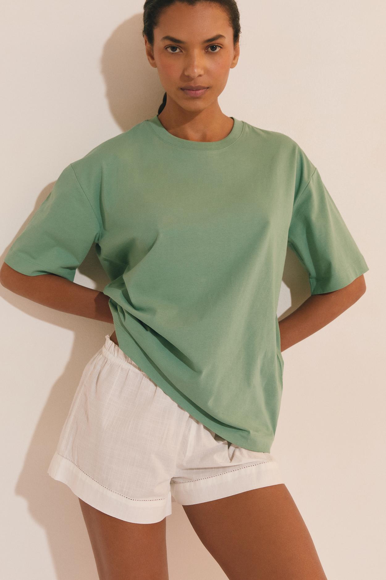 Bawełniana koszulka piżamowa z krótkim rękawem 