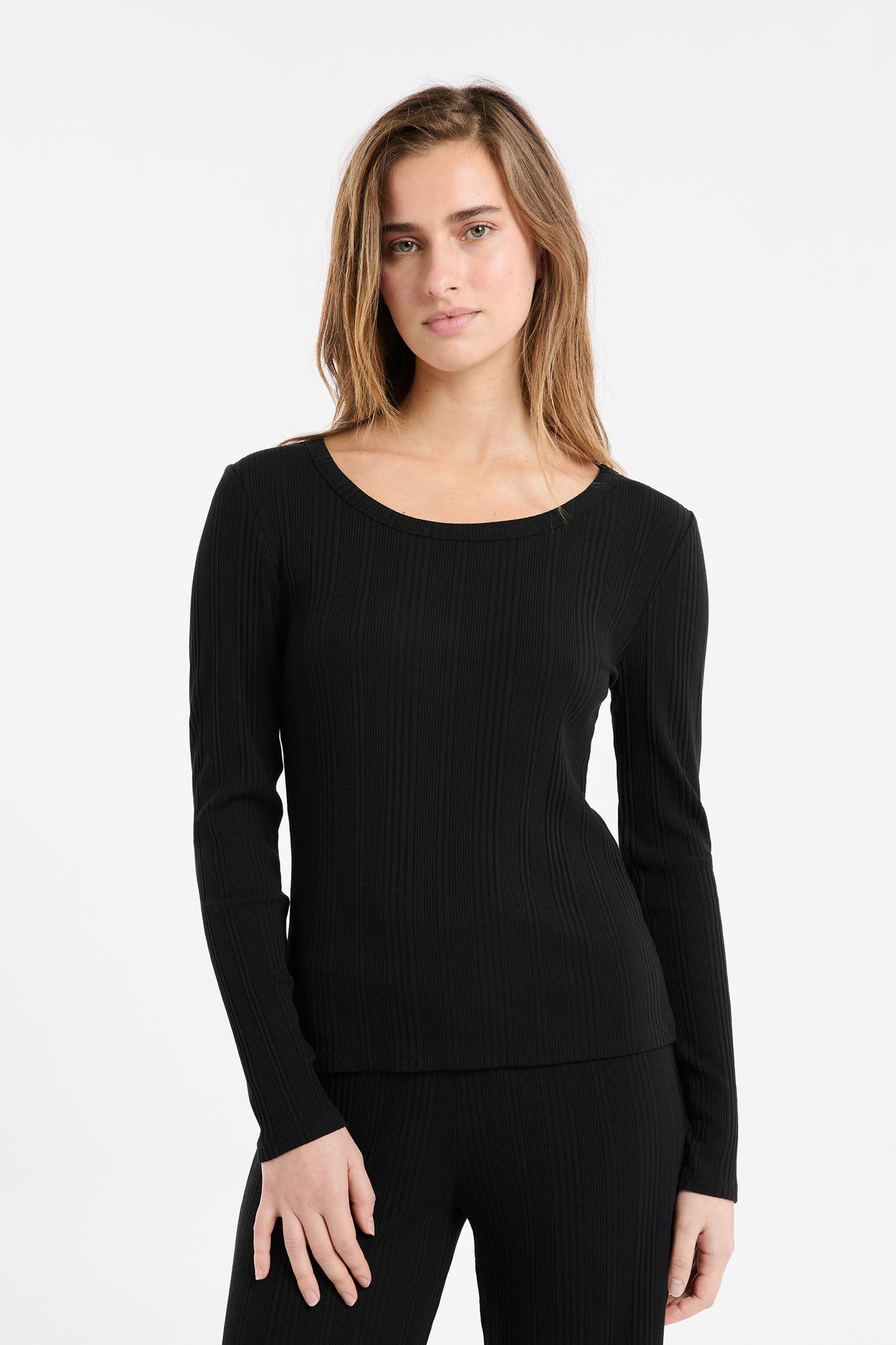 Bawełniana prążkowana koszulka z długim rękawem