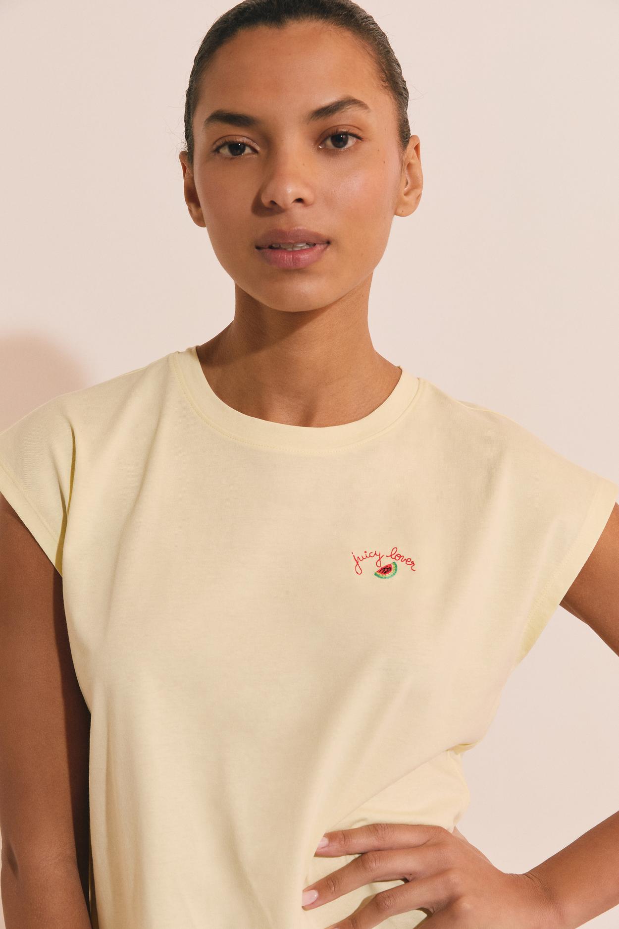 Bawełniana koszulka piżamowa z napisem „juicy lover”