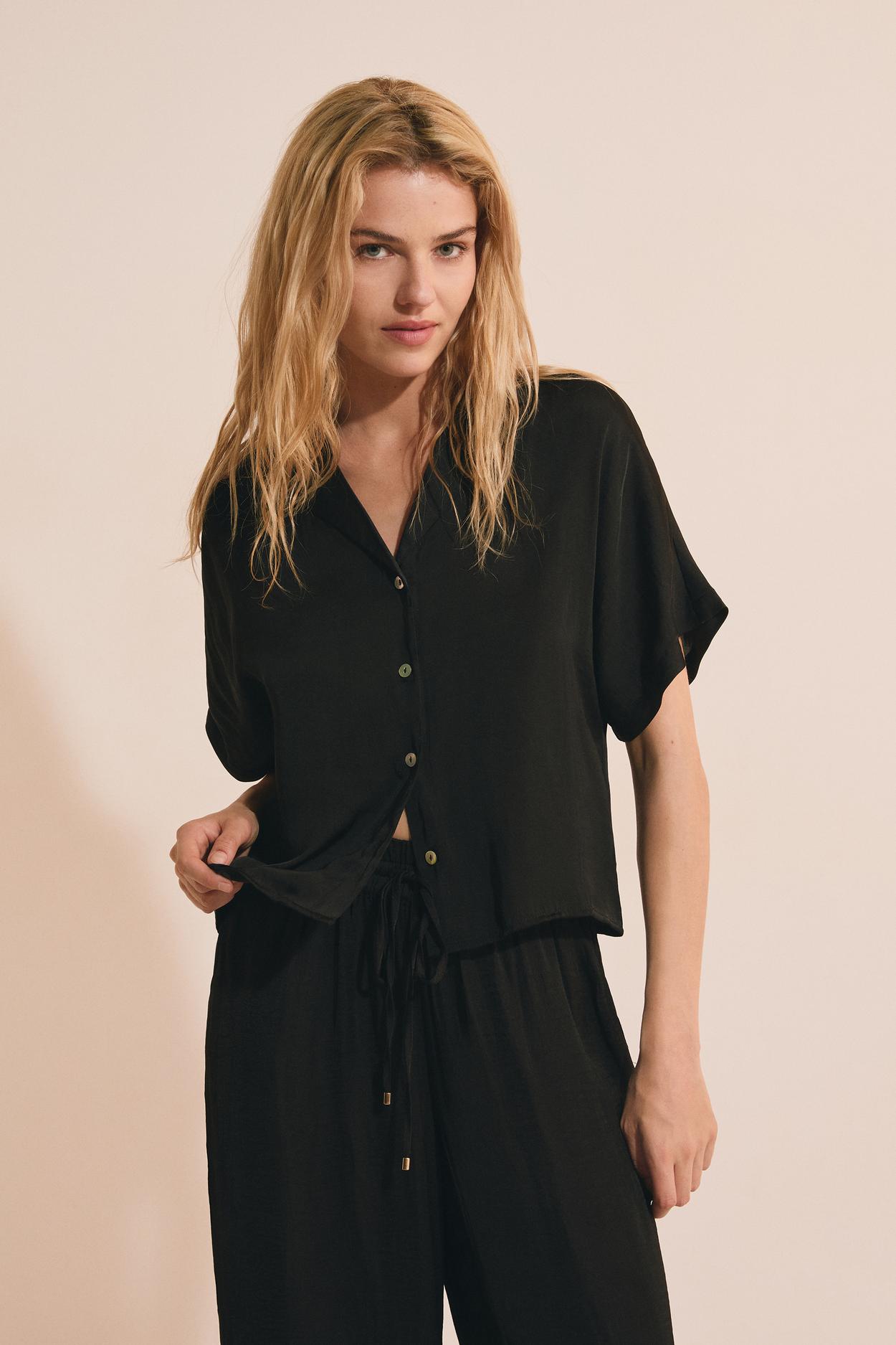 Koszula z krótkim rękawem satynowa