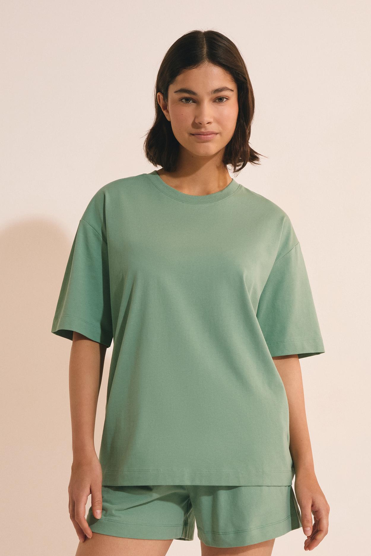 Bawełniana koszulka piżamowa z krótkim rękawem 