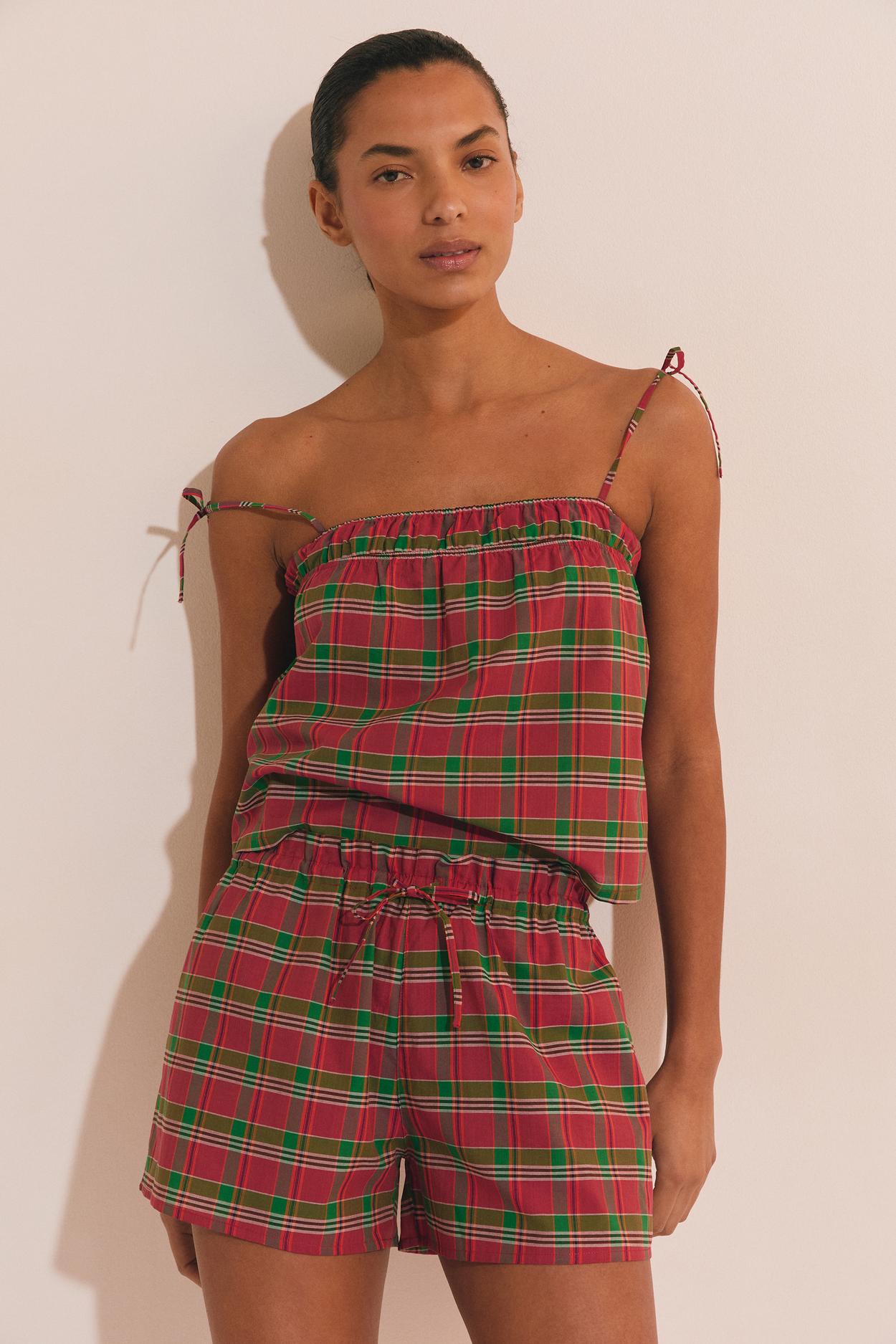 Bawełniane szorty piżamowe w kratkę