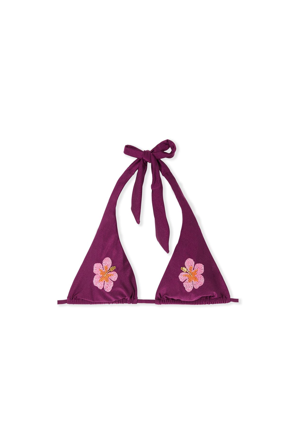 Góra od bikini wiązana z motywami kwiatowymi