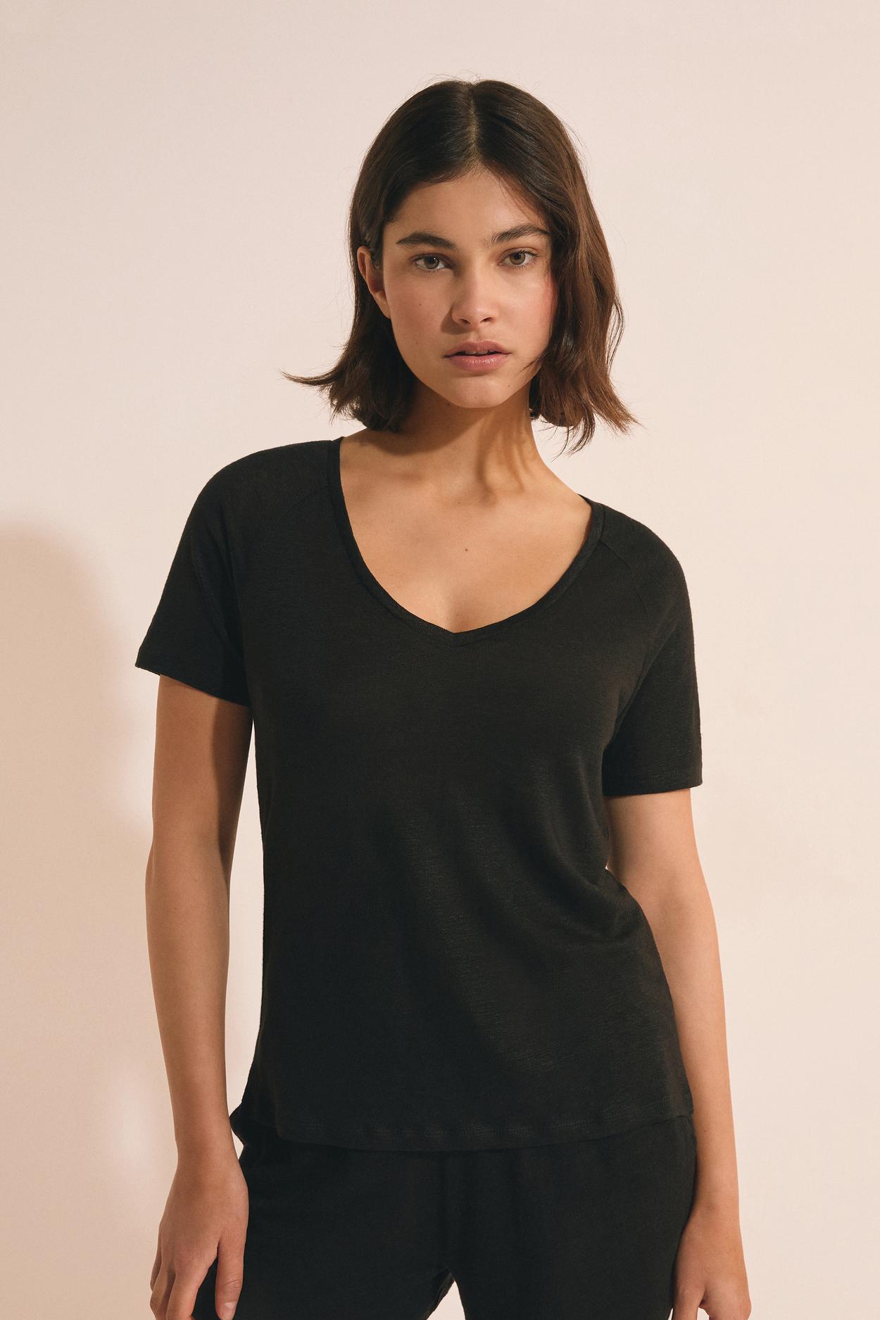 T-shirt z krótkimi rękawami 100% lnu