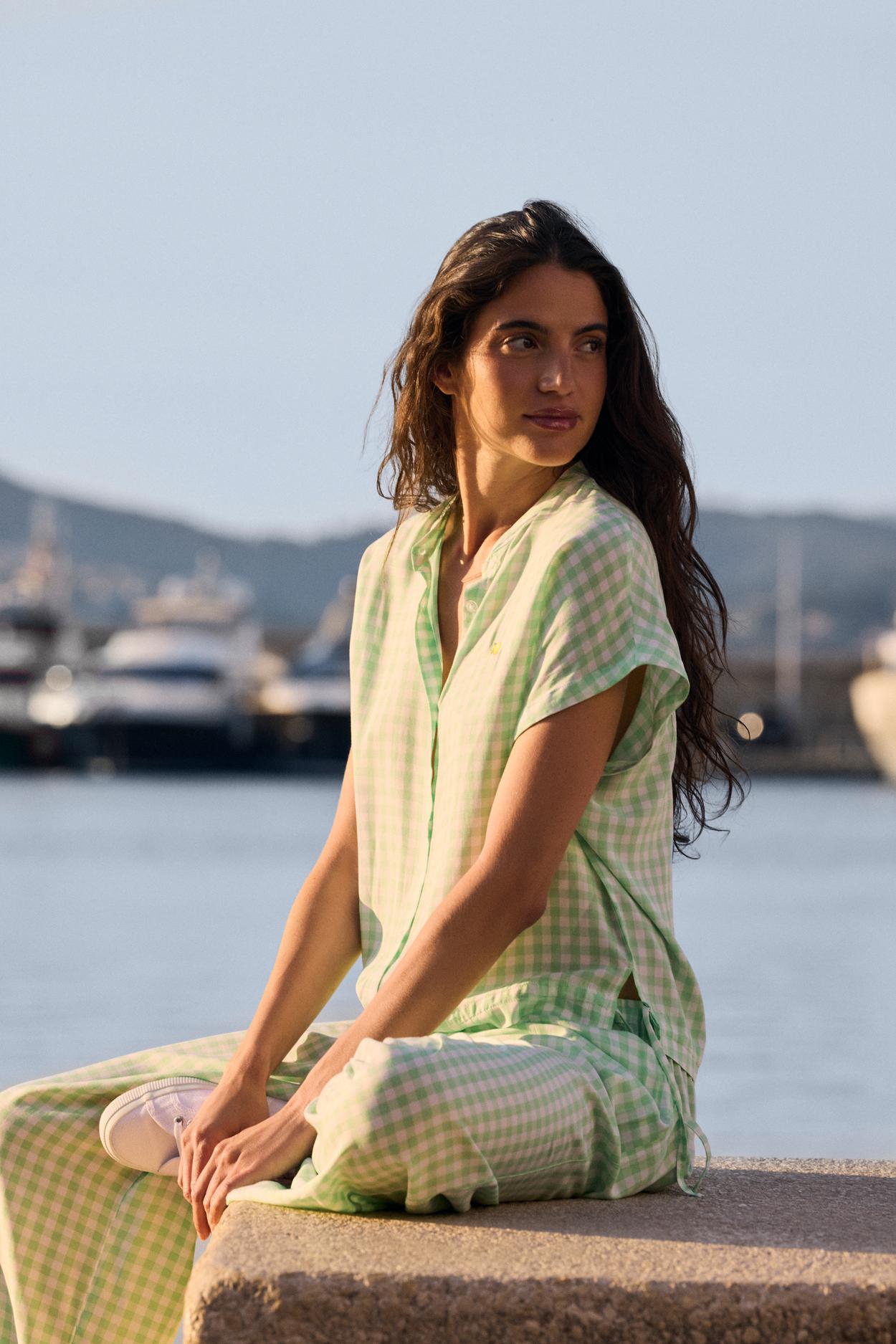 Koszula z krótkim rękawem w kratkę z motywem cytryny