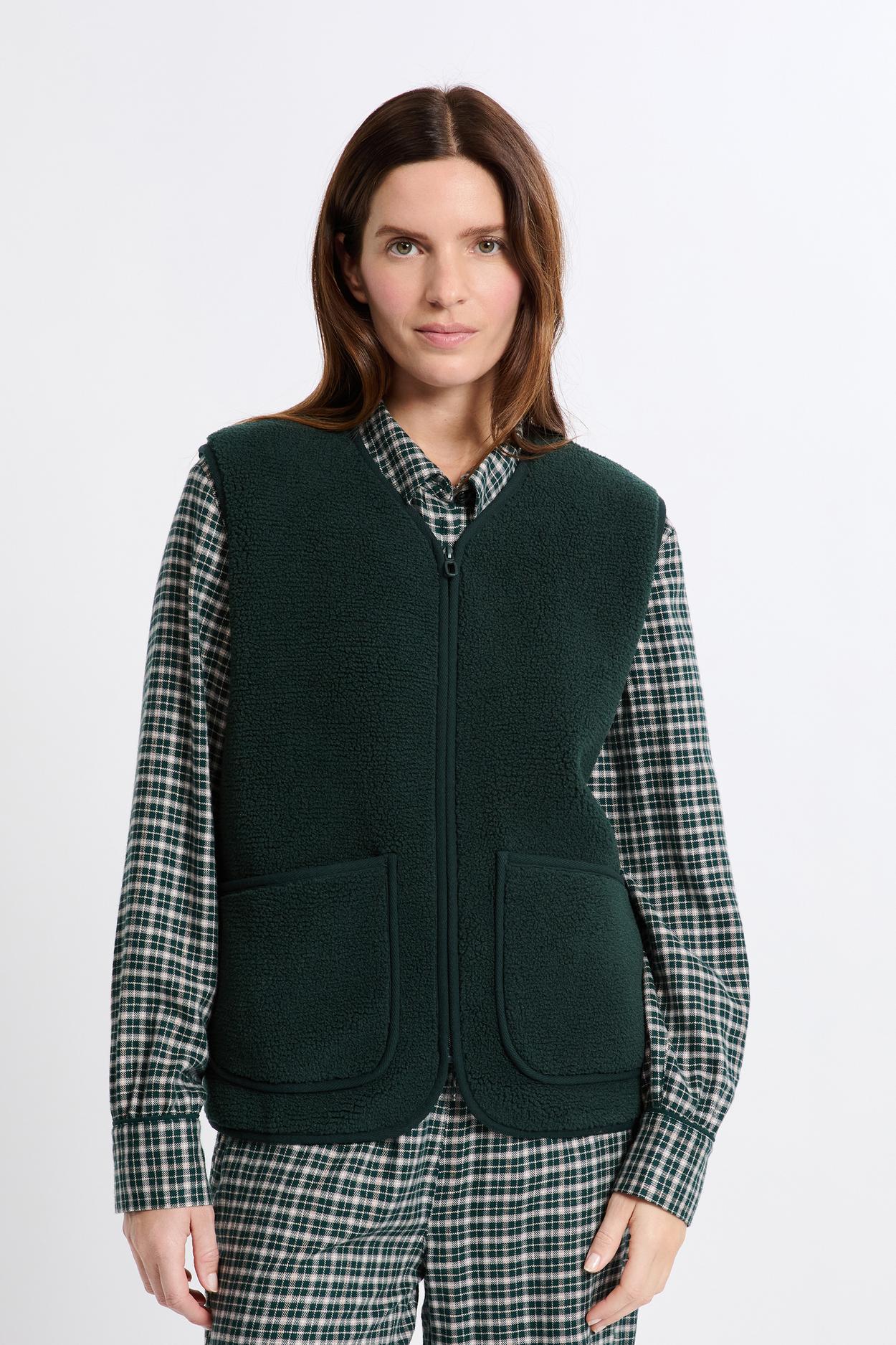 Kardigan bez rękawów z efektem sherpa