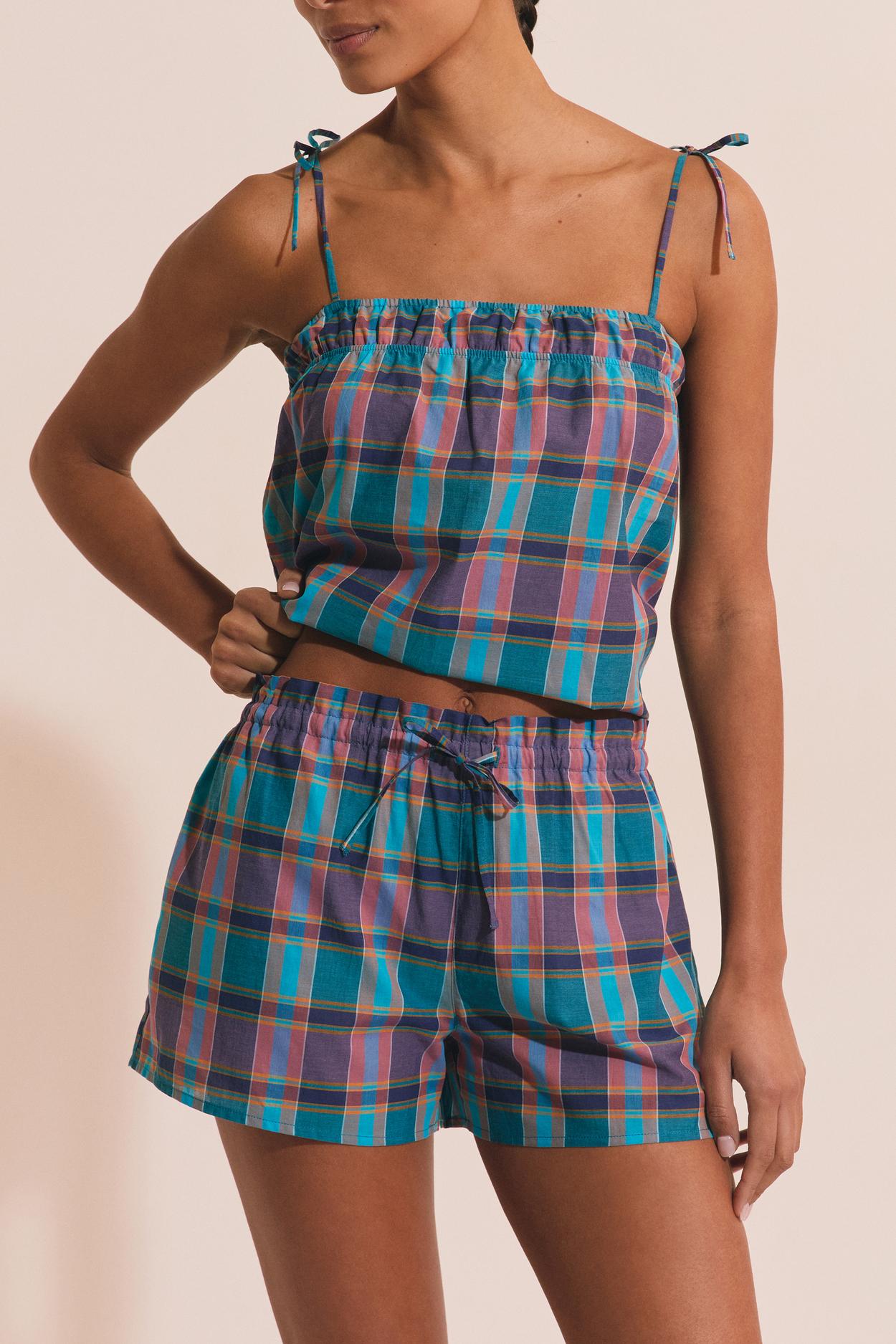 Szorty piżamowe w kratę z bawełny