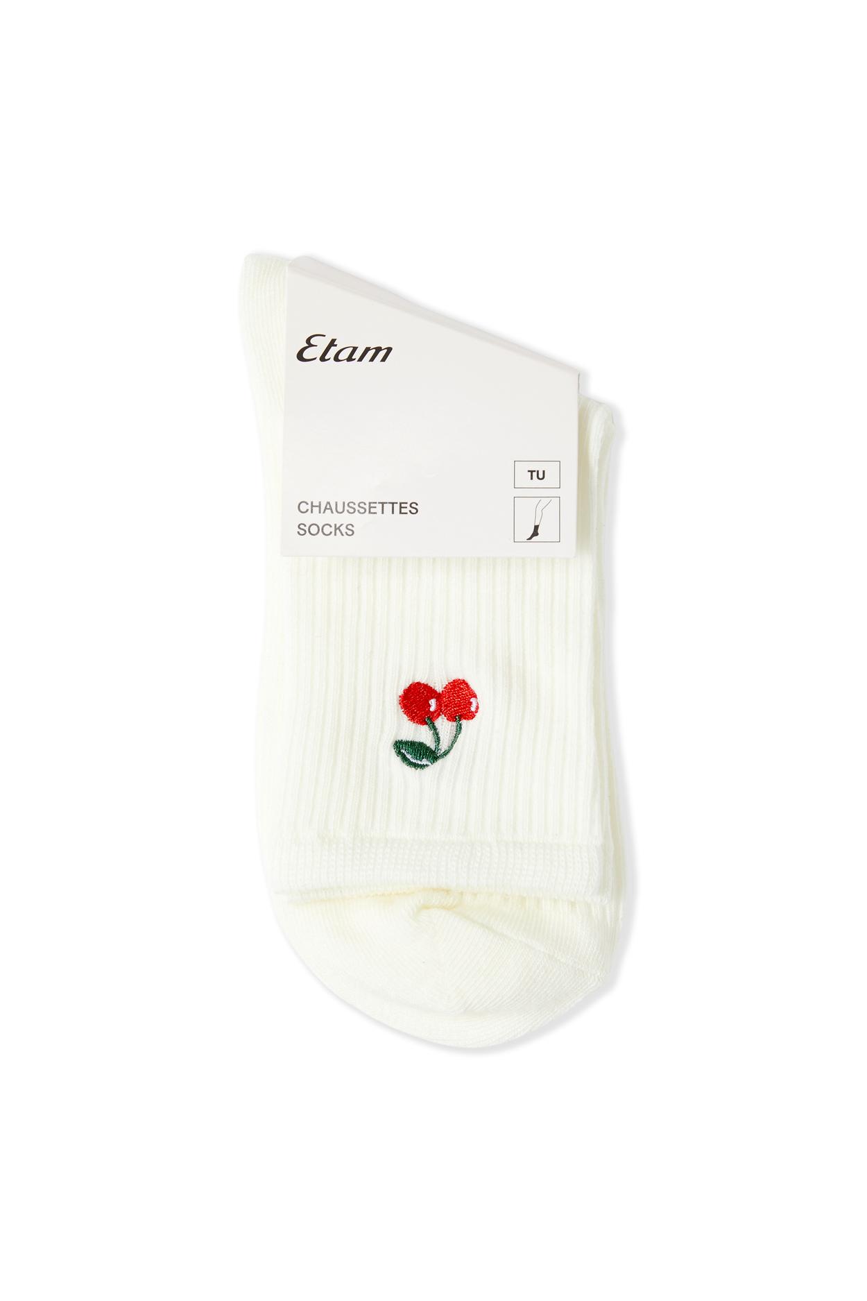 Skarpetki żebrowane z bawełną w motyw wiśni