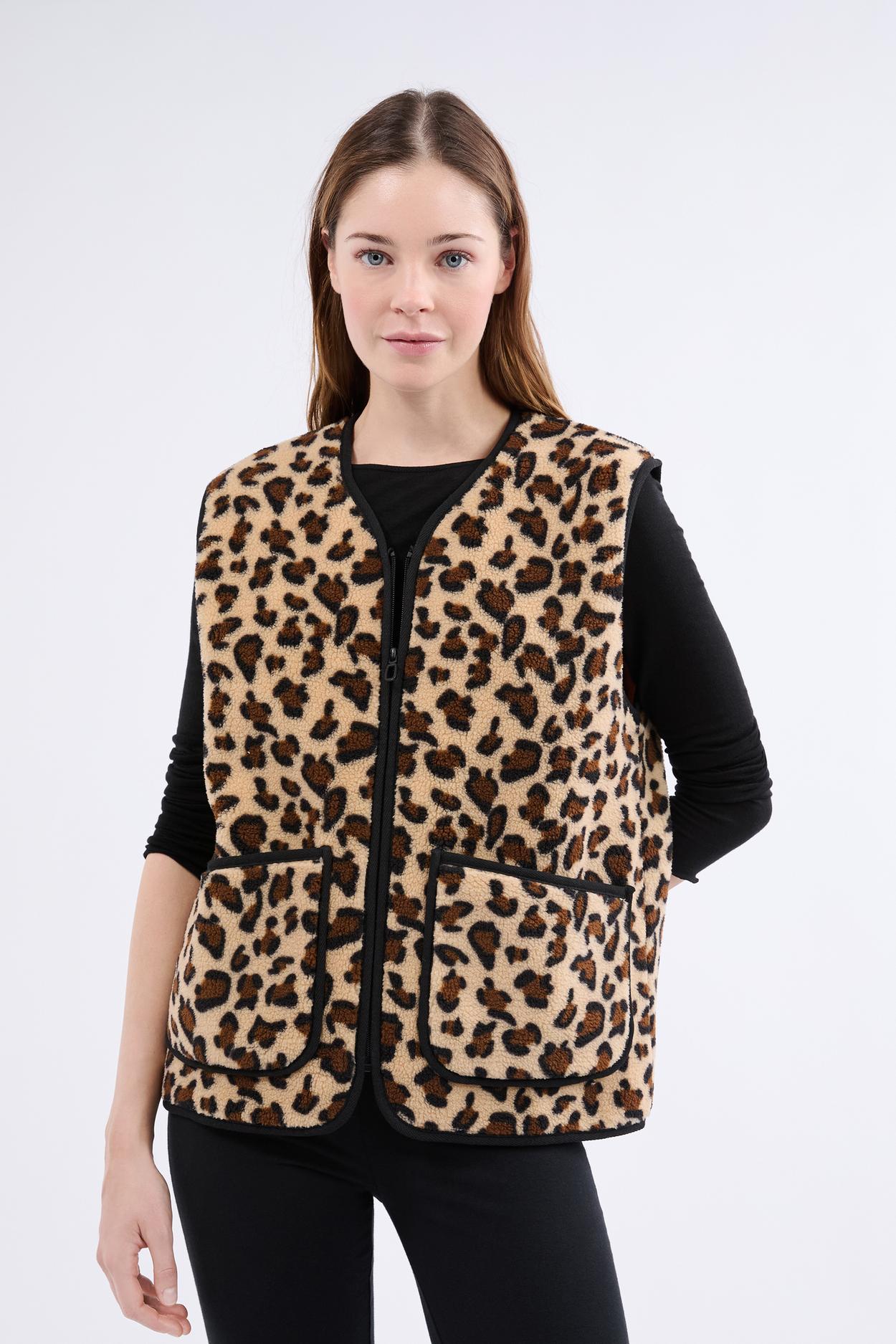 Kardigan bez rękawów z efektem sherpa