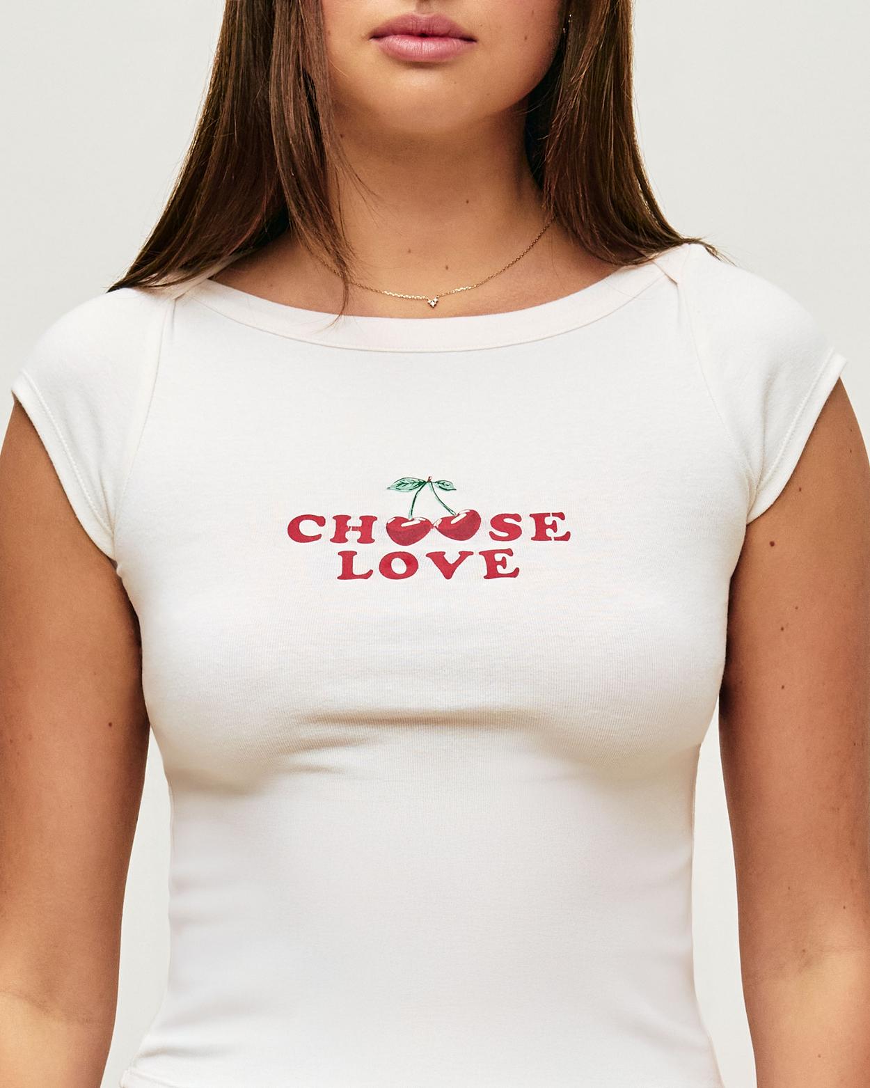 Jersey top met borduurwerk 'Choose love' - XS - Undiz
