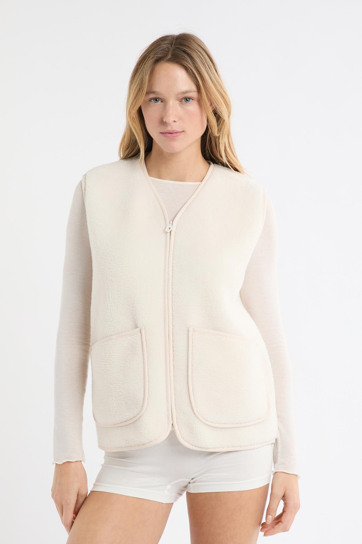 Kamizelka bez rękawów z efektem sherpa