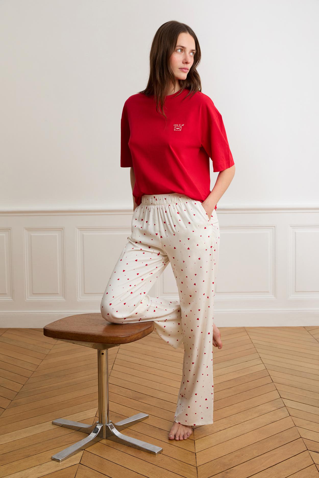 Spodnie piżamowe w serduszka