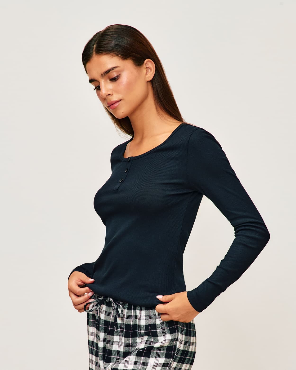 Top de manga larga de jersey de canalé - XL - Undiz